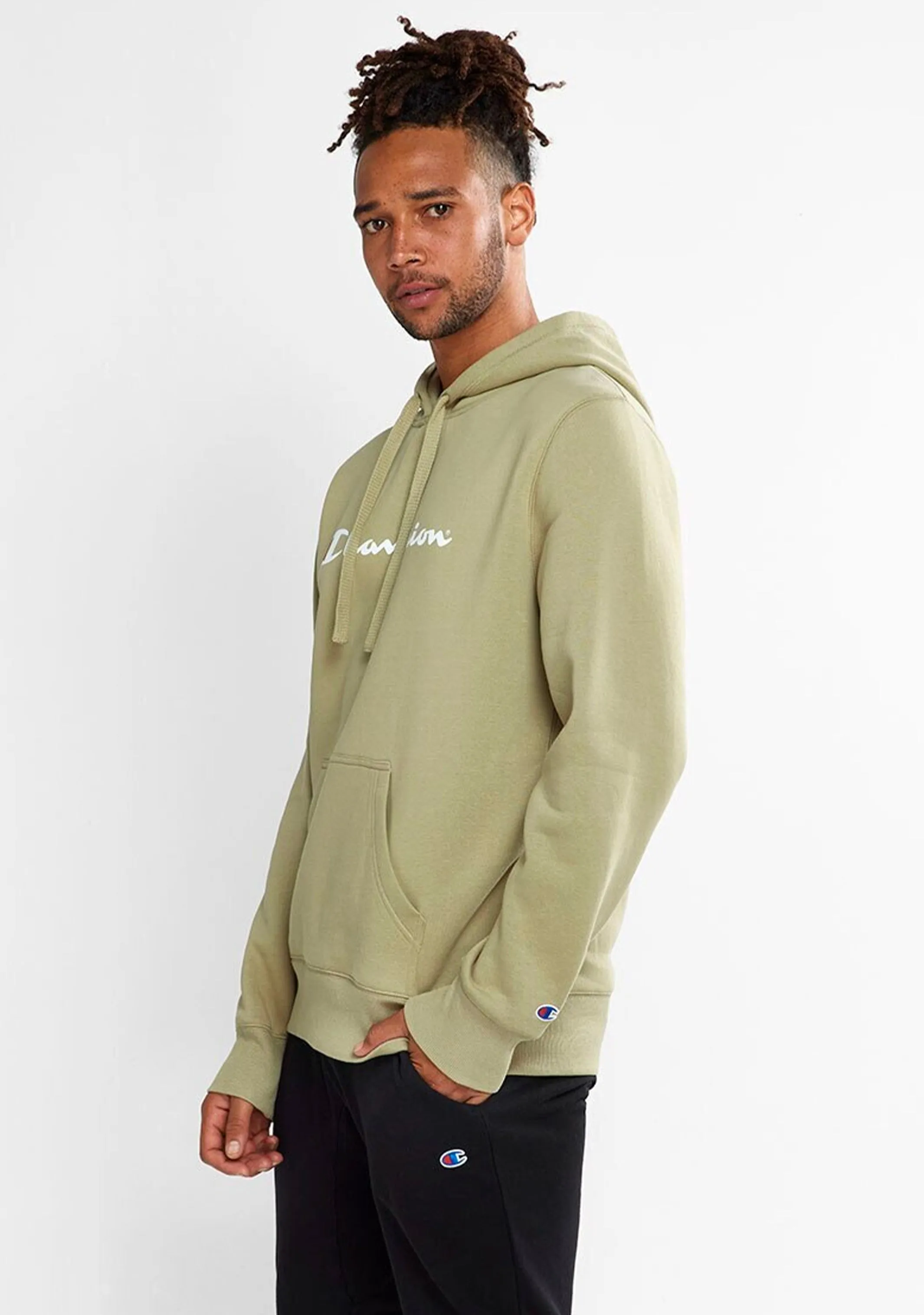 Champion Herren Script Hoodie Khaki <br> AY79N FSJ