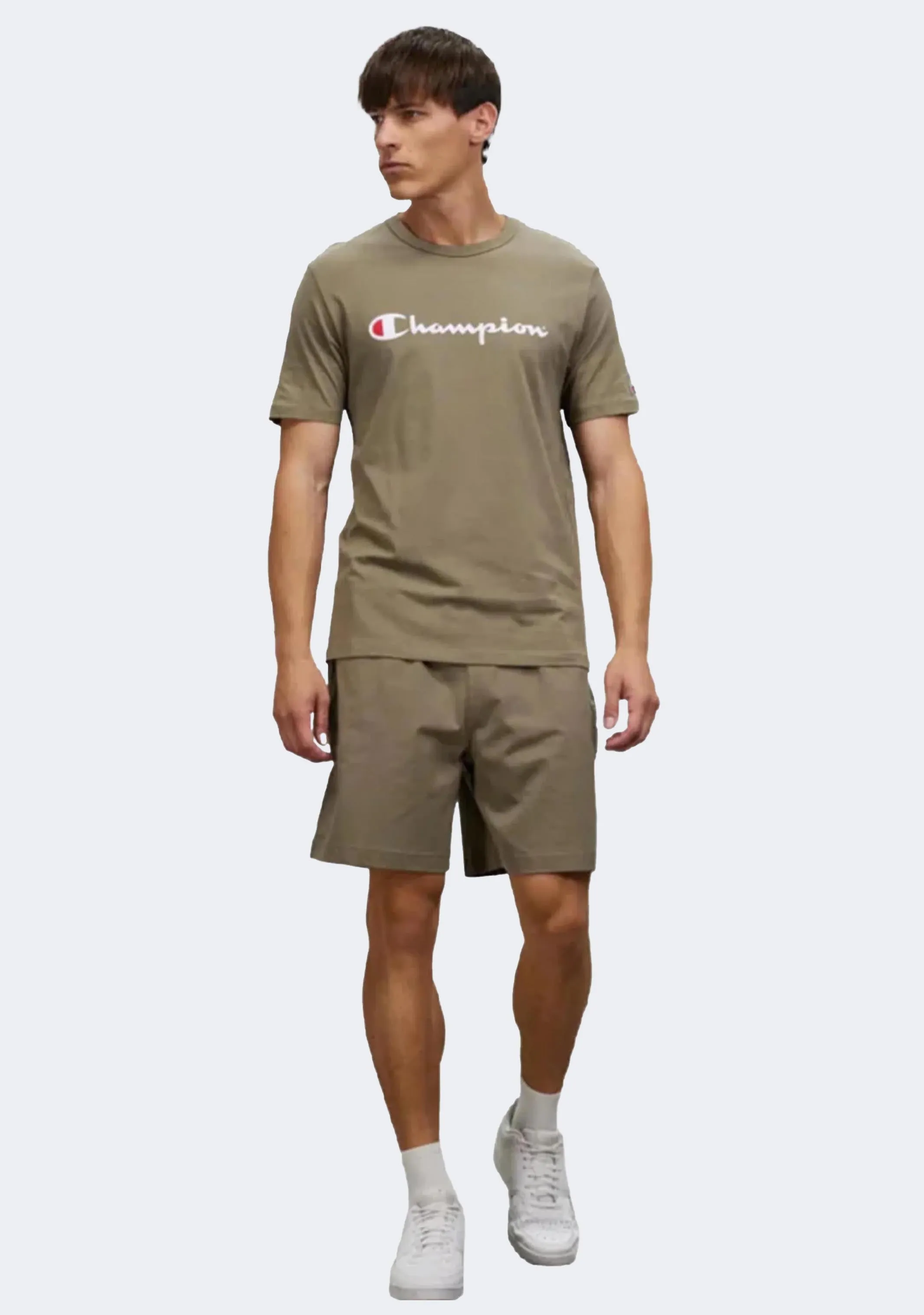 Champion Männer Script Logo Kurzarm T-Shirt Khaki Grün