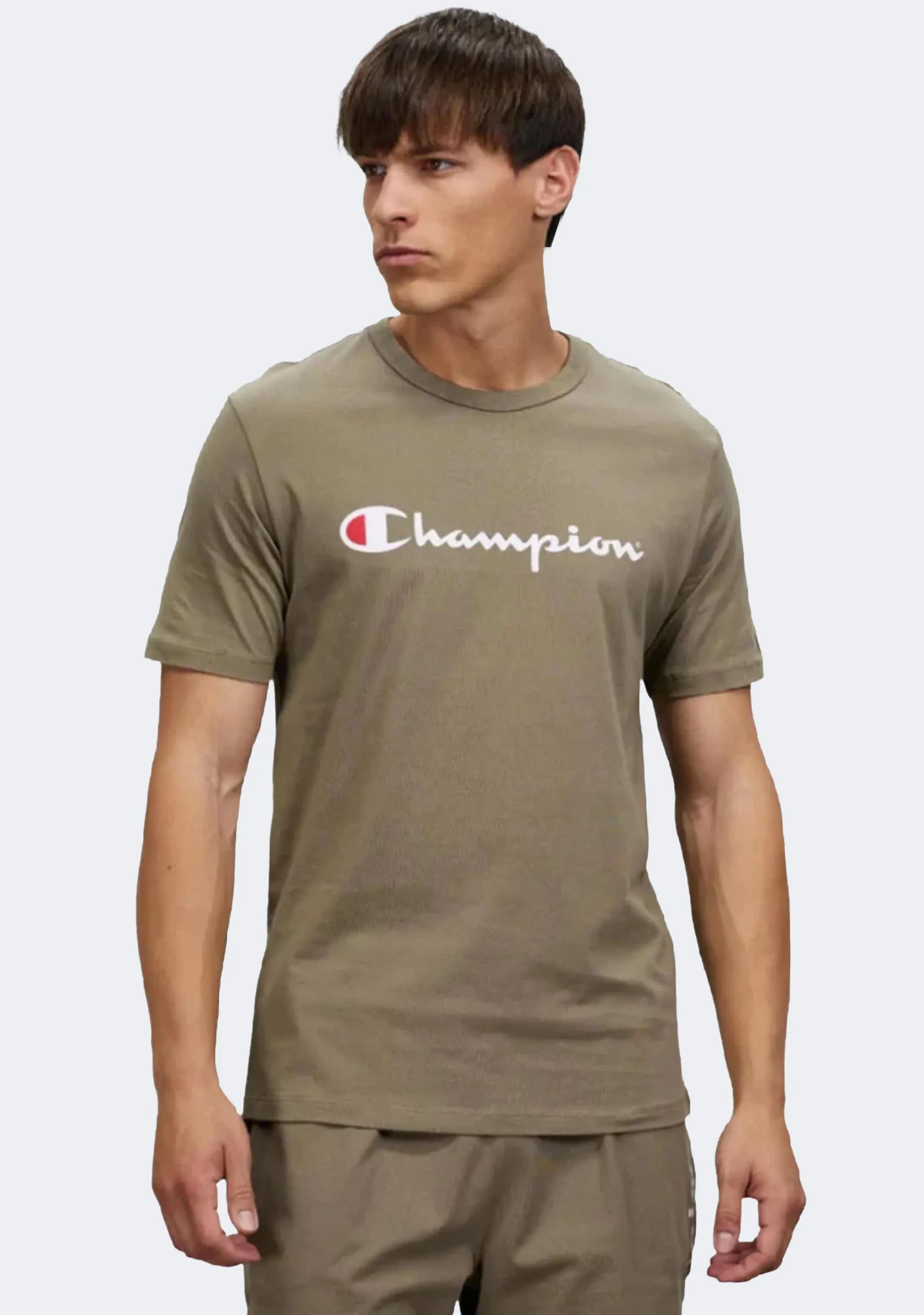 Champion Männer Script Logo Kurzarm T-Shirt Khaki Grün