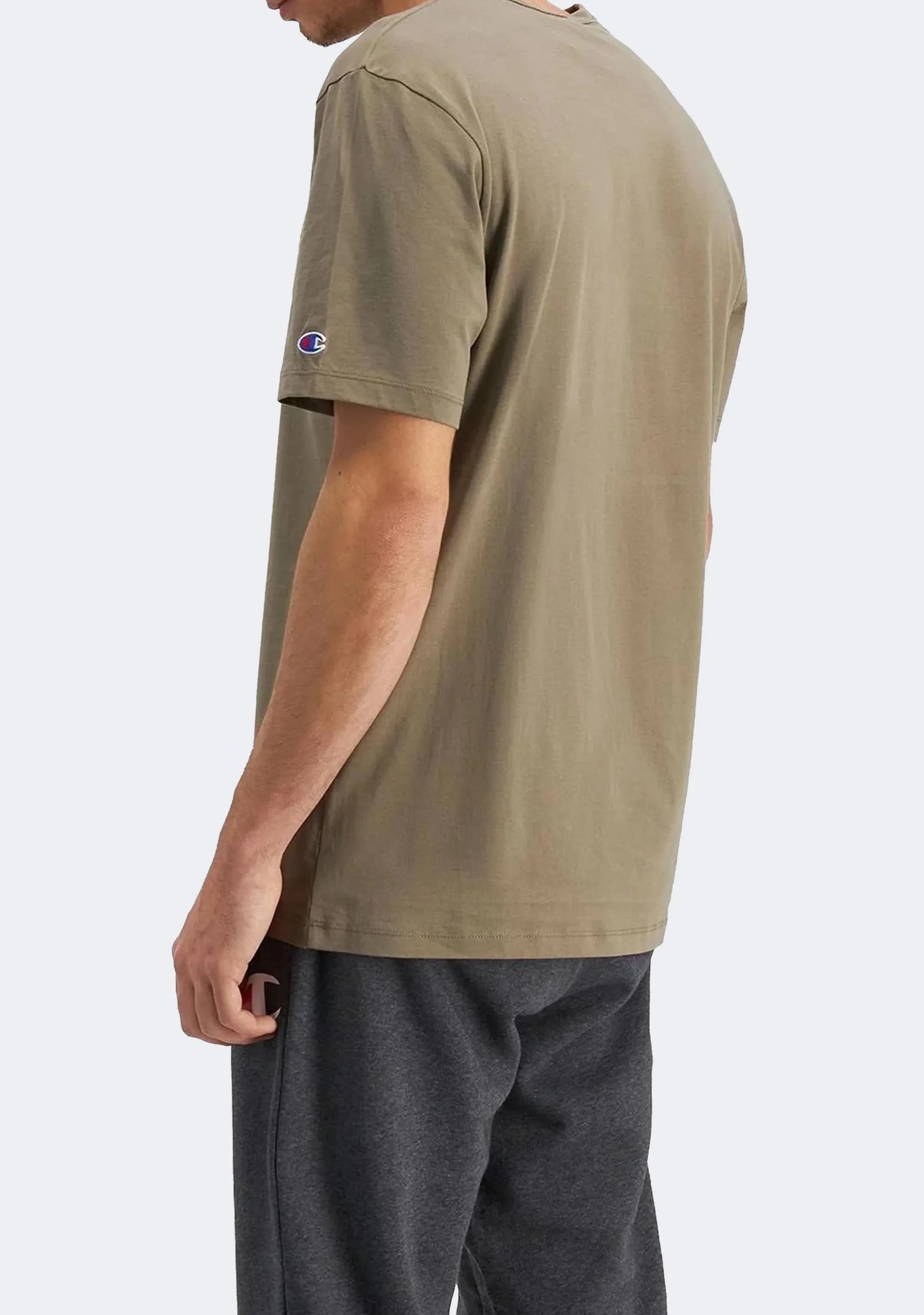 Champion Männer Script Logo Kurzarm T-Shirt Khaki Grün