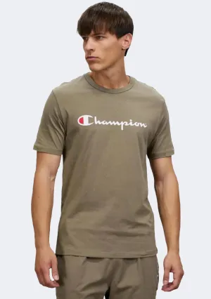 Champion Männer Script Logo Kurzarm T-Shirt Khaki Grün