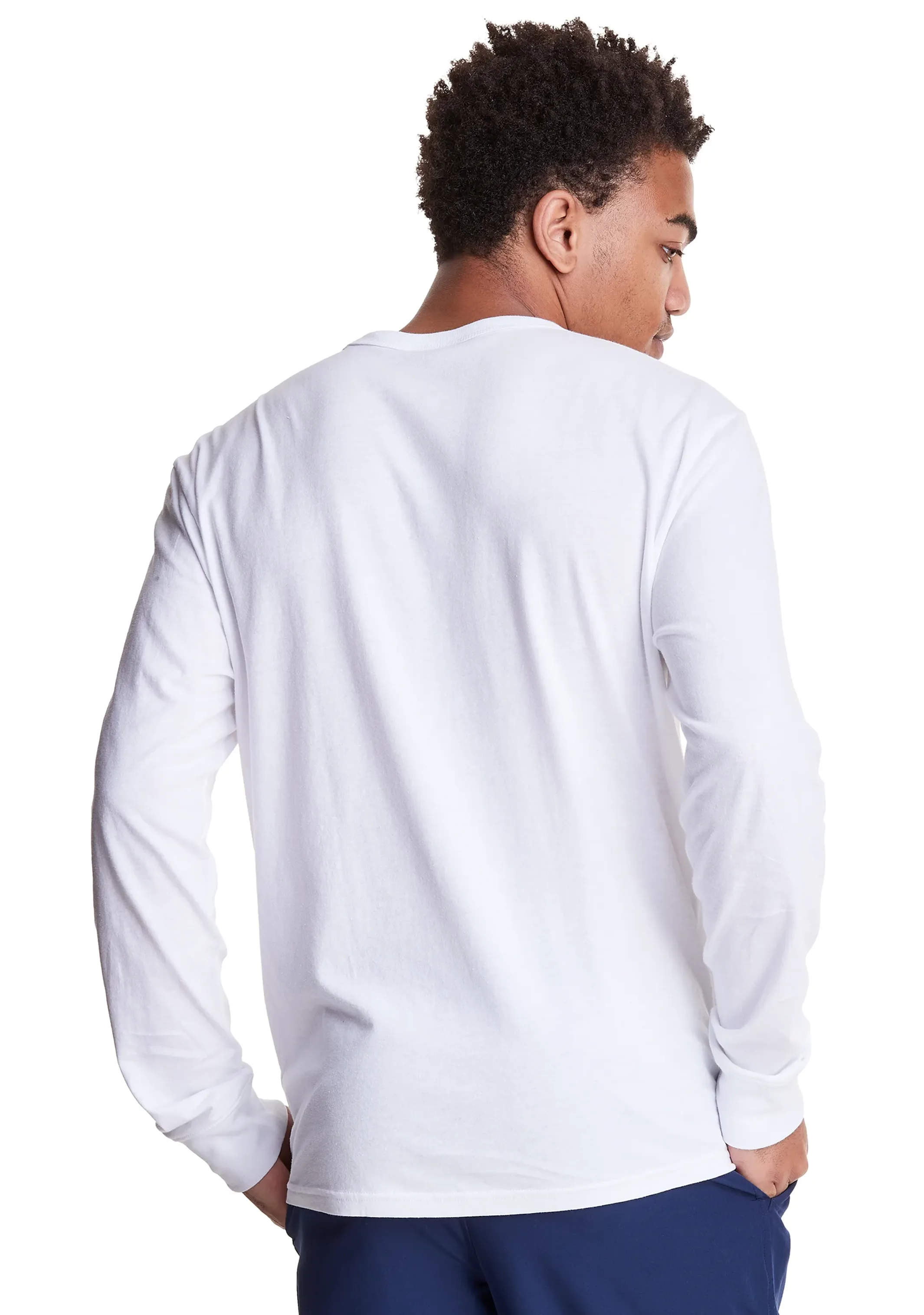 Champion Herren Script Langarm T-Shirt Weiß