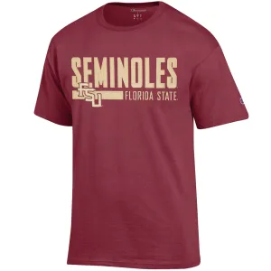 Champion Herren Seminoles/Stacked FSU Florida State Design Kurzarm T-Shirt - Granatrot