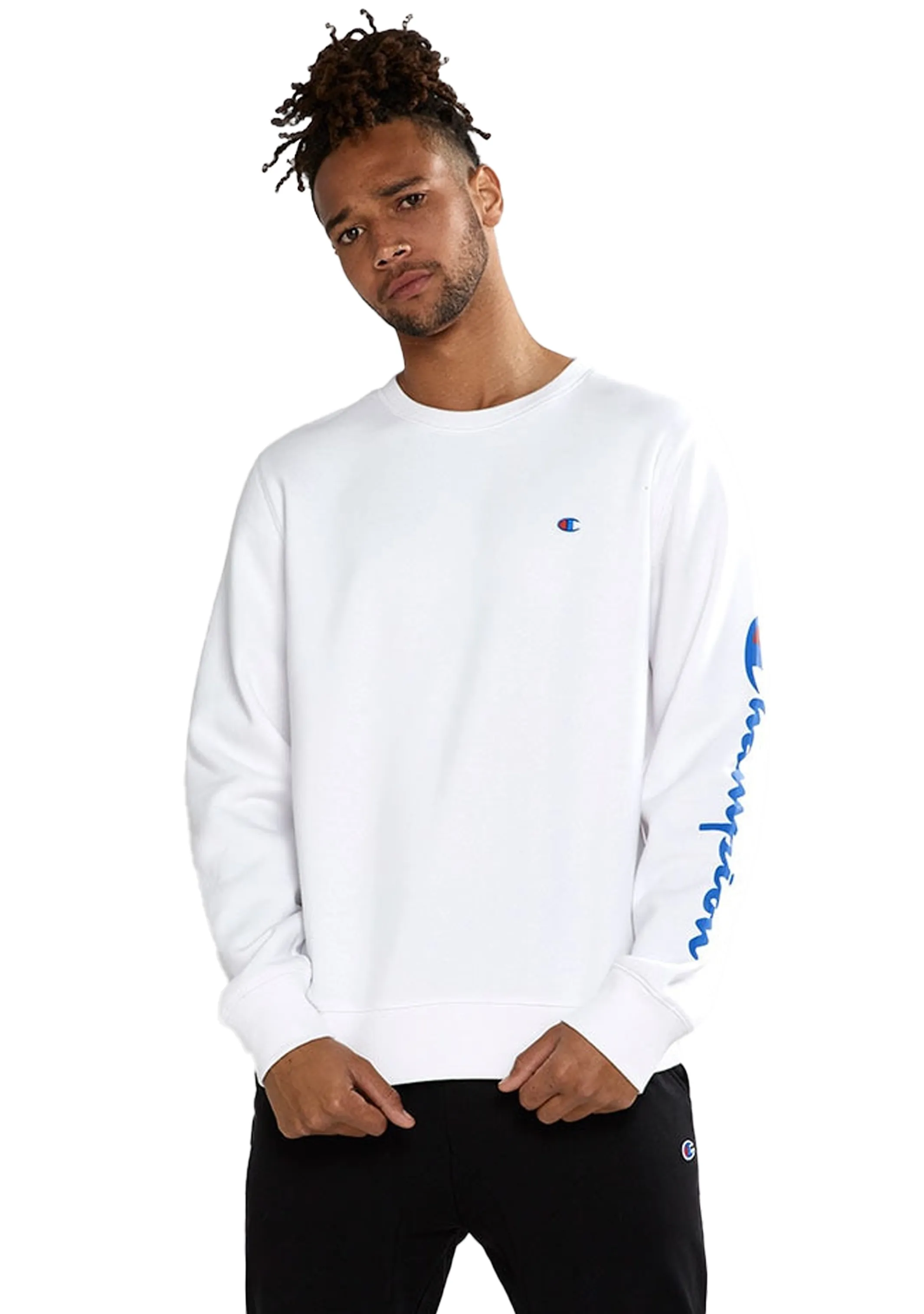 Champion Herren Sportliches Grafik Crew Weiß <br> AXWTN 7MY