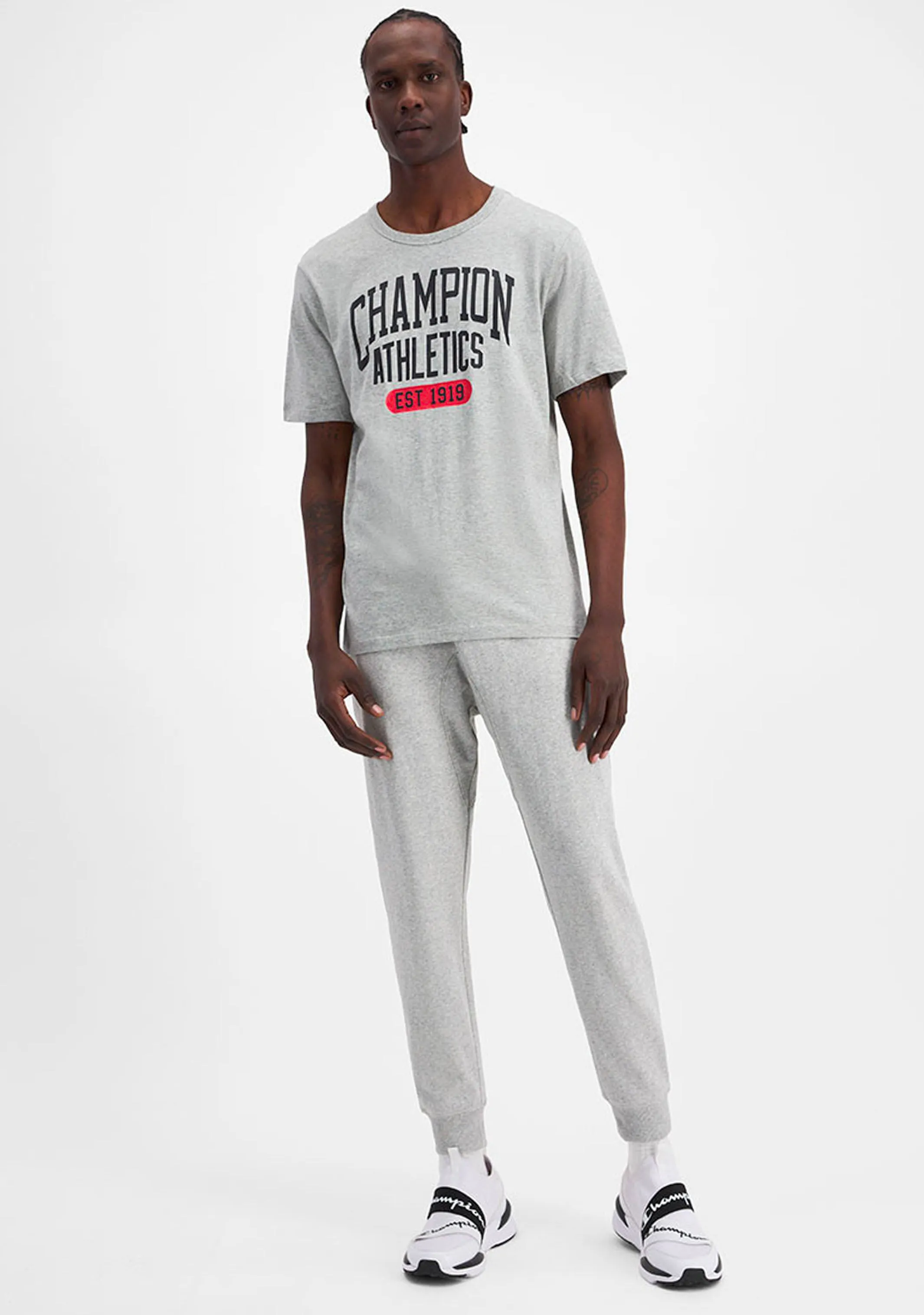 Champion Herren SPS Grafik Print T-Shirt Grau