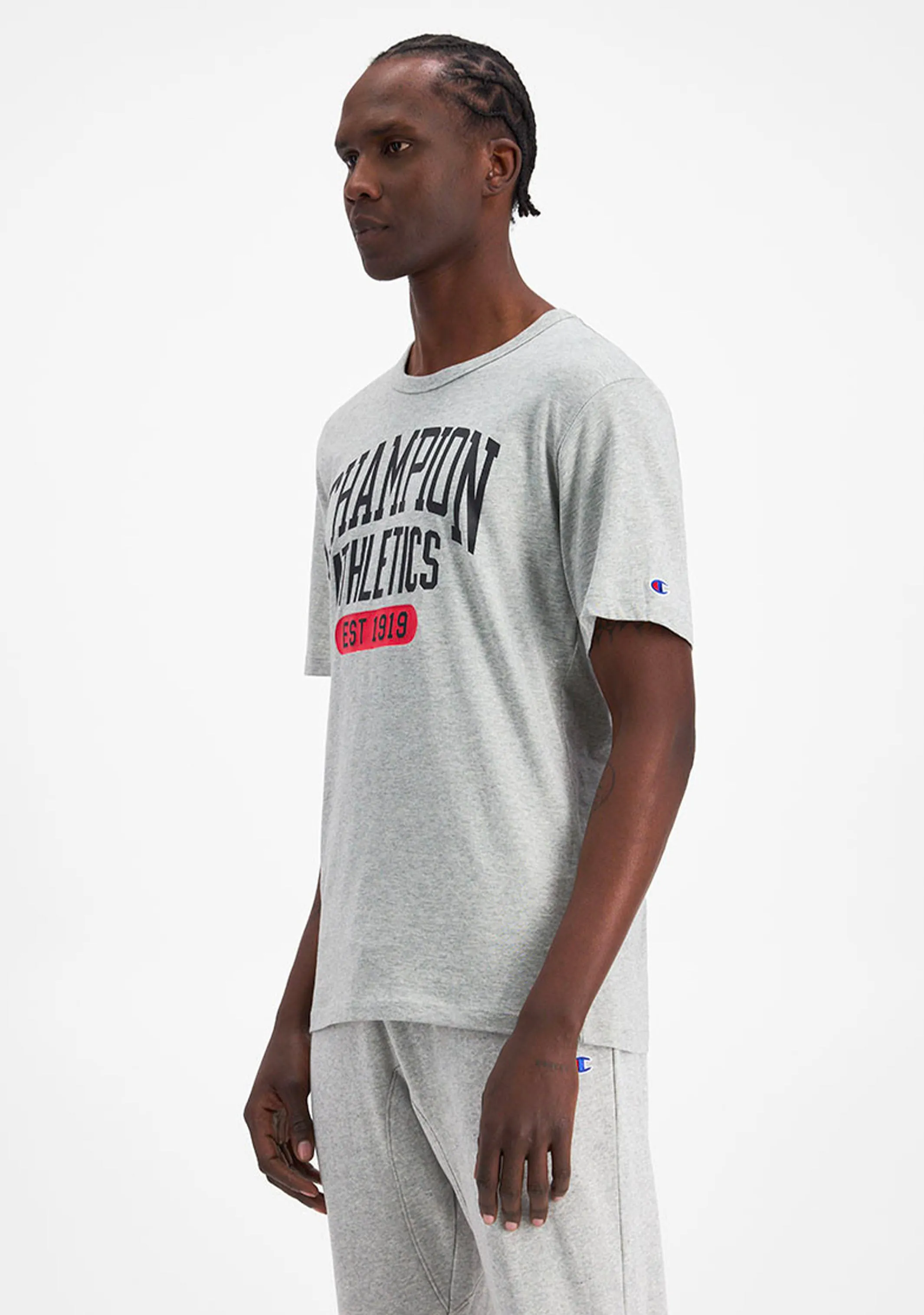 Champion Herren SPS Grafik Print T-Shirt Grau