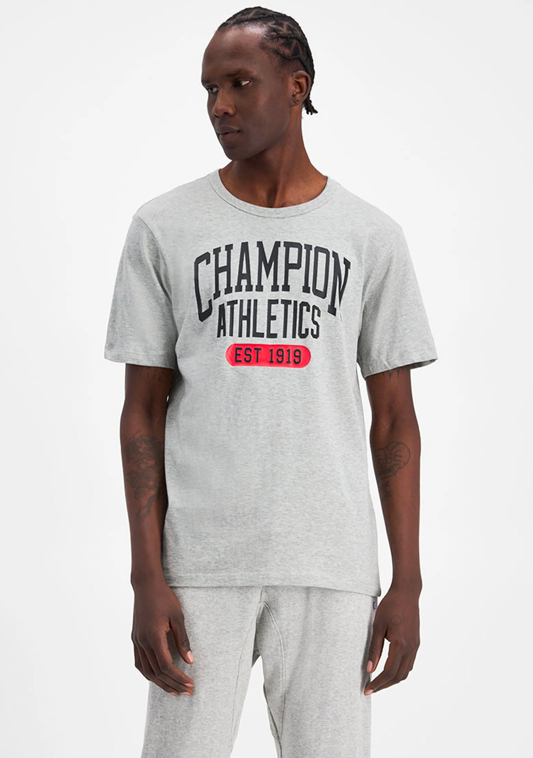 Champion Herren SPS Grafik Print T-Shirt Grau