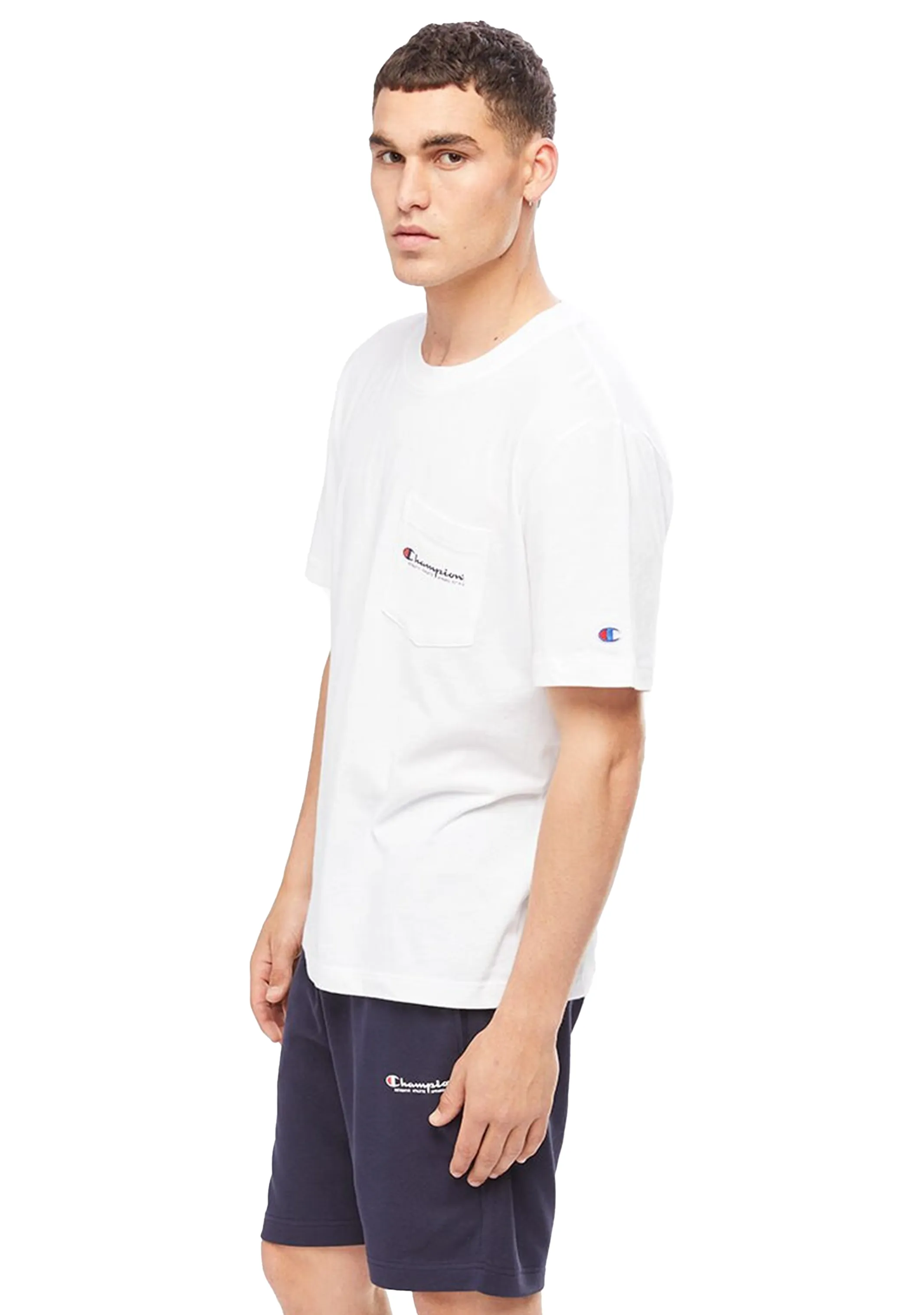 Champion Herren SPS Jersey Pocket Script T-Shirt <br> AW43N Schwarz/Weiß