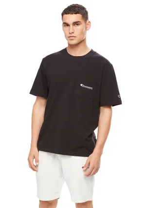 Champion Herren SPS Jersey Pocket Script T-Shirt <br> AW43N Schwarz/Weiß