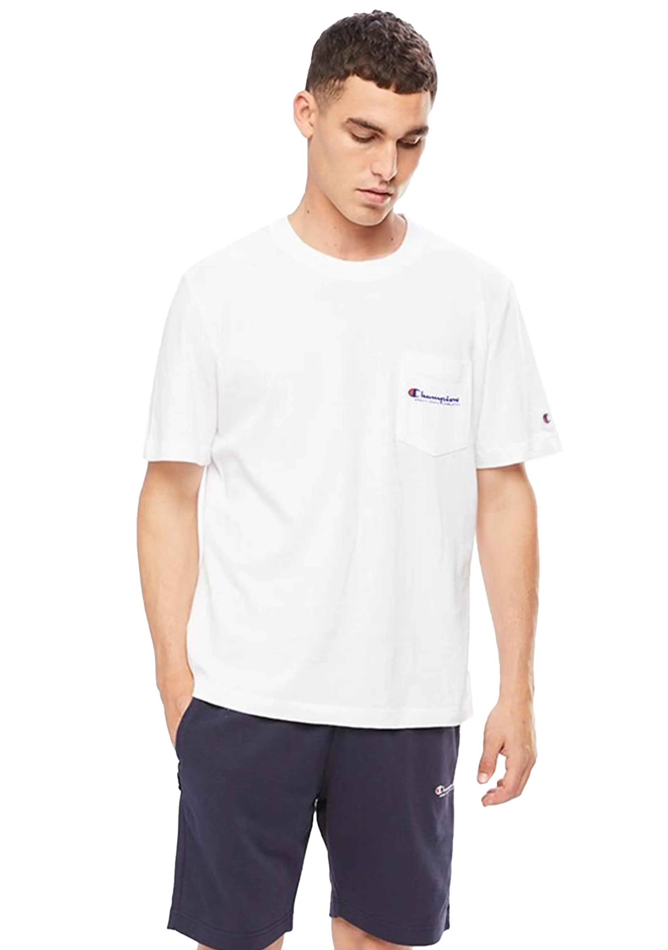 Champion Herren SPS Jersey Pocket Script T-Shirt <br> AW43N Schwarz/Weiß