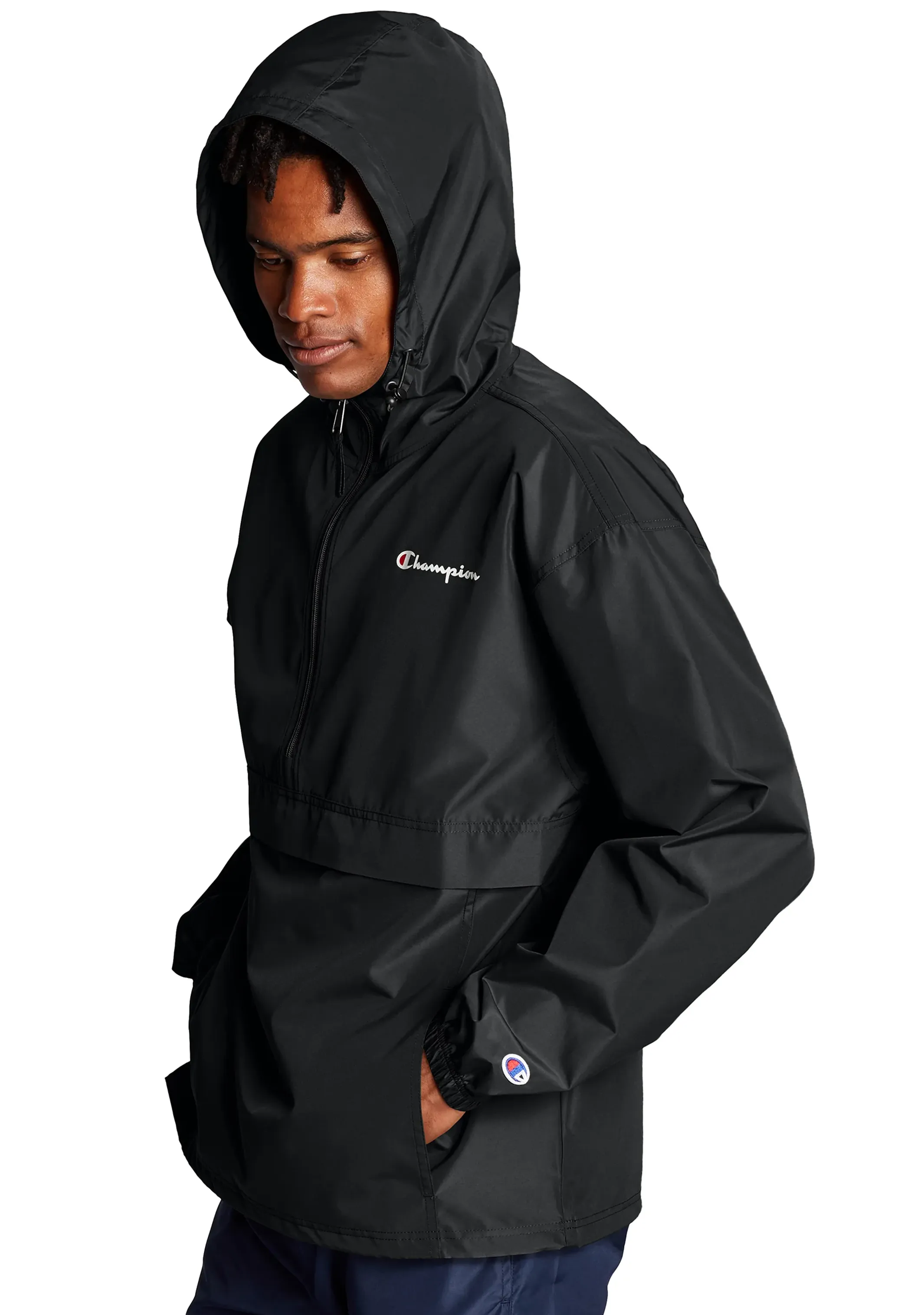 Champion Herren US Viertel-Reißverschluss Packbare Jacke <BR> AVWLA1 Schwarz