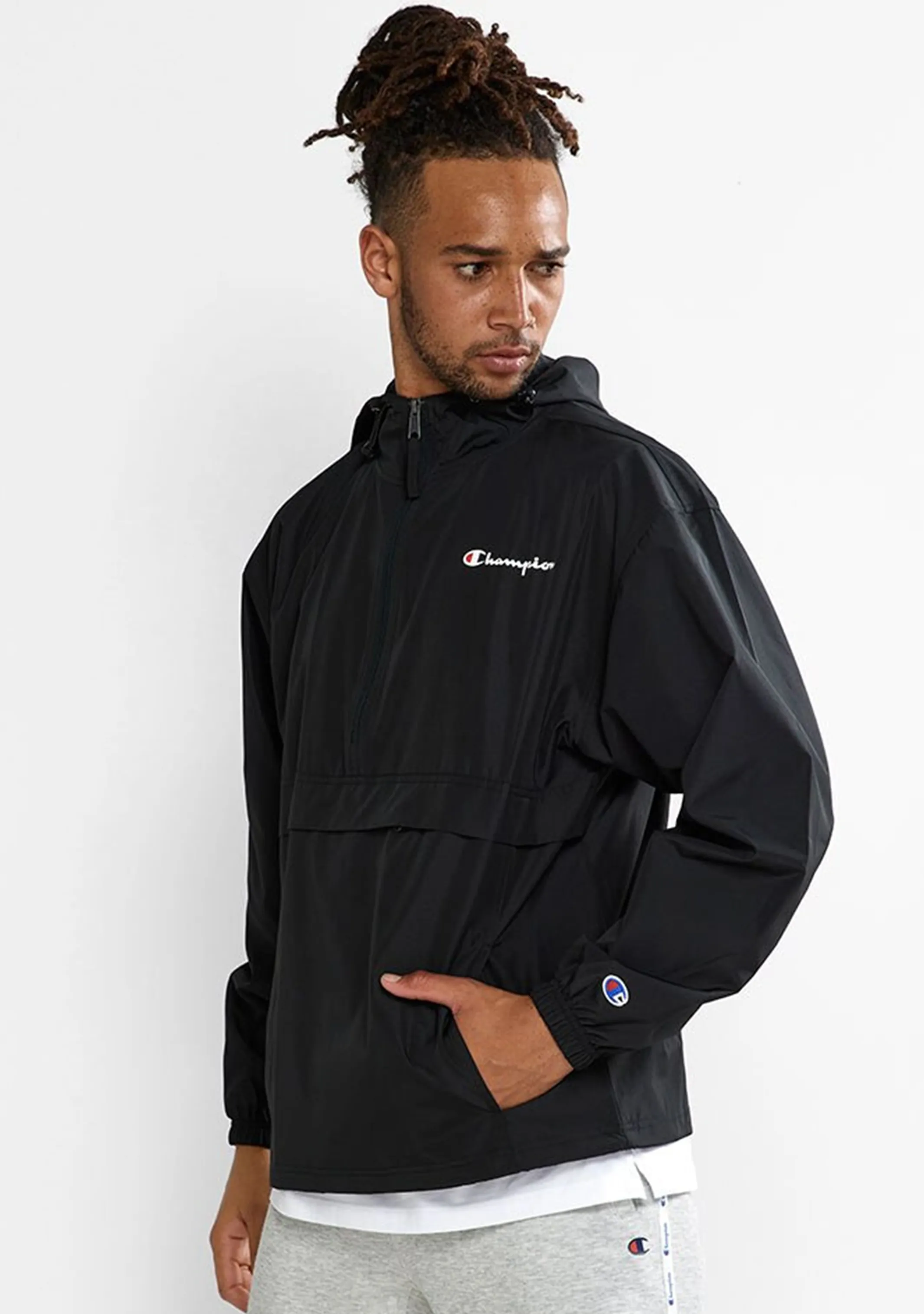 Champion Herren US Viertel-Reißverschluss Packbare Jacke <BR> AVWLA1 Schwarz
