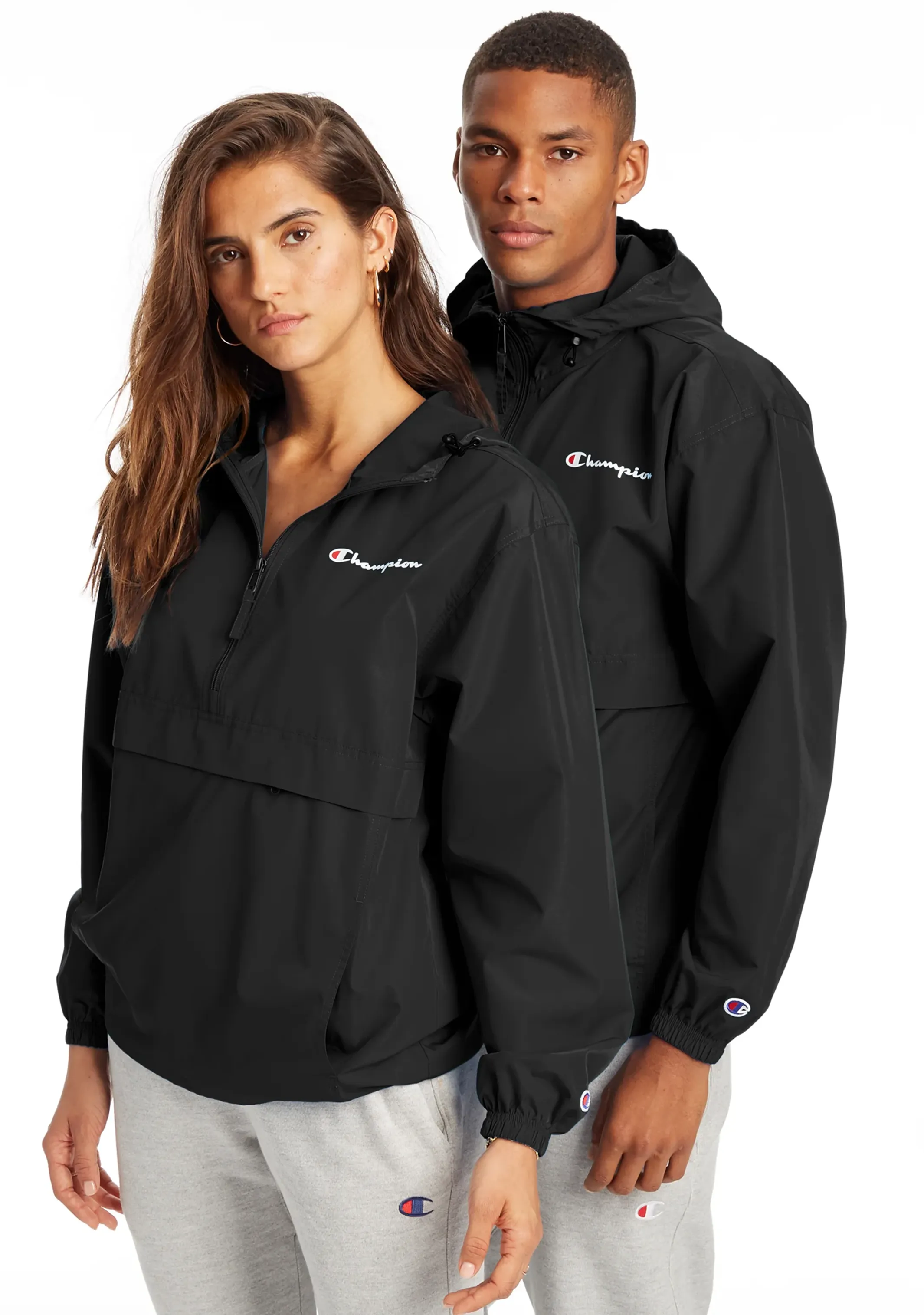 Champion Herren US Viertel-Reißverschluss Packbare Jacke <BR> AVWLA1 Schwarz