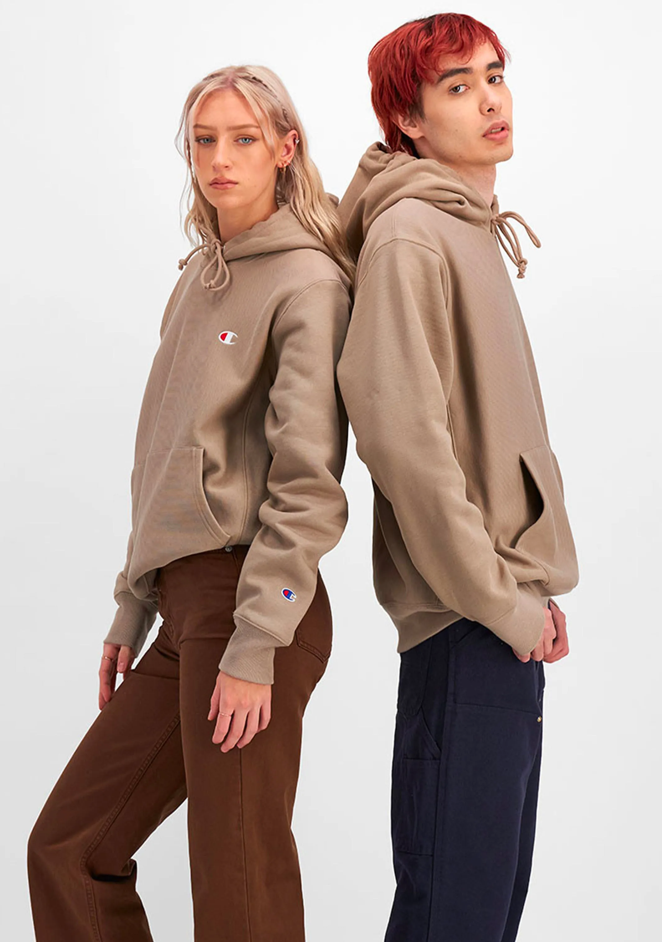 Champion Reverse Weave Kapuzenpullover Beige <br> A1704H FUX