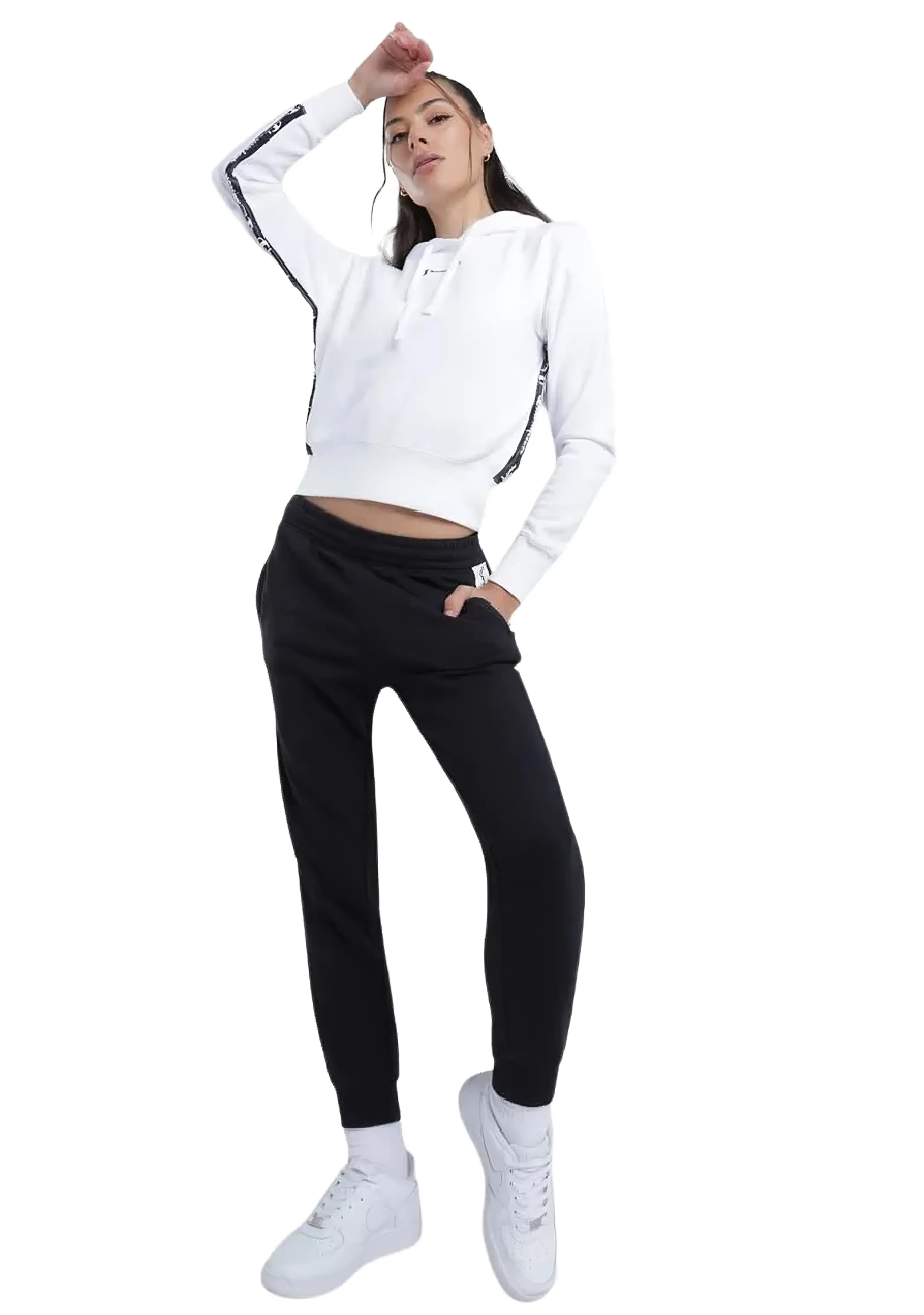 Champion Damen EU Rochester Tape Hoodie <br> CRRXA1 WIT