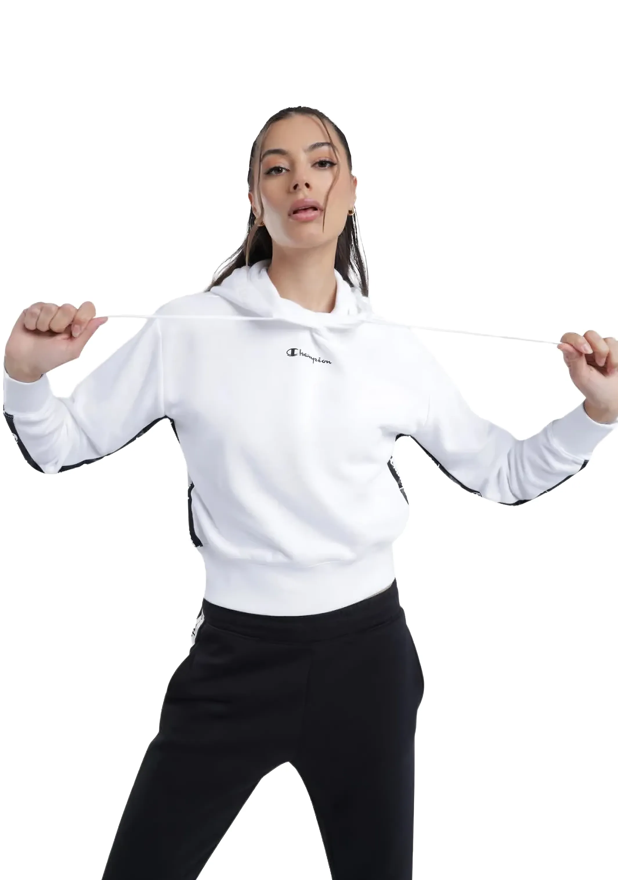 Champion Damen EU Rochester Tape Hoodie <br> CRRXA1 WIT
