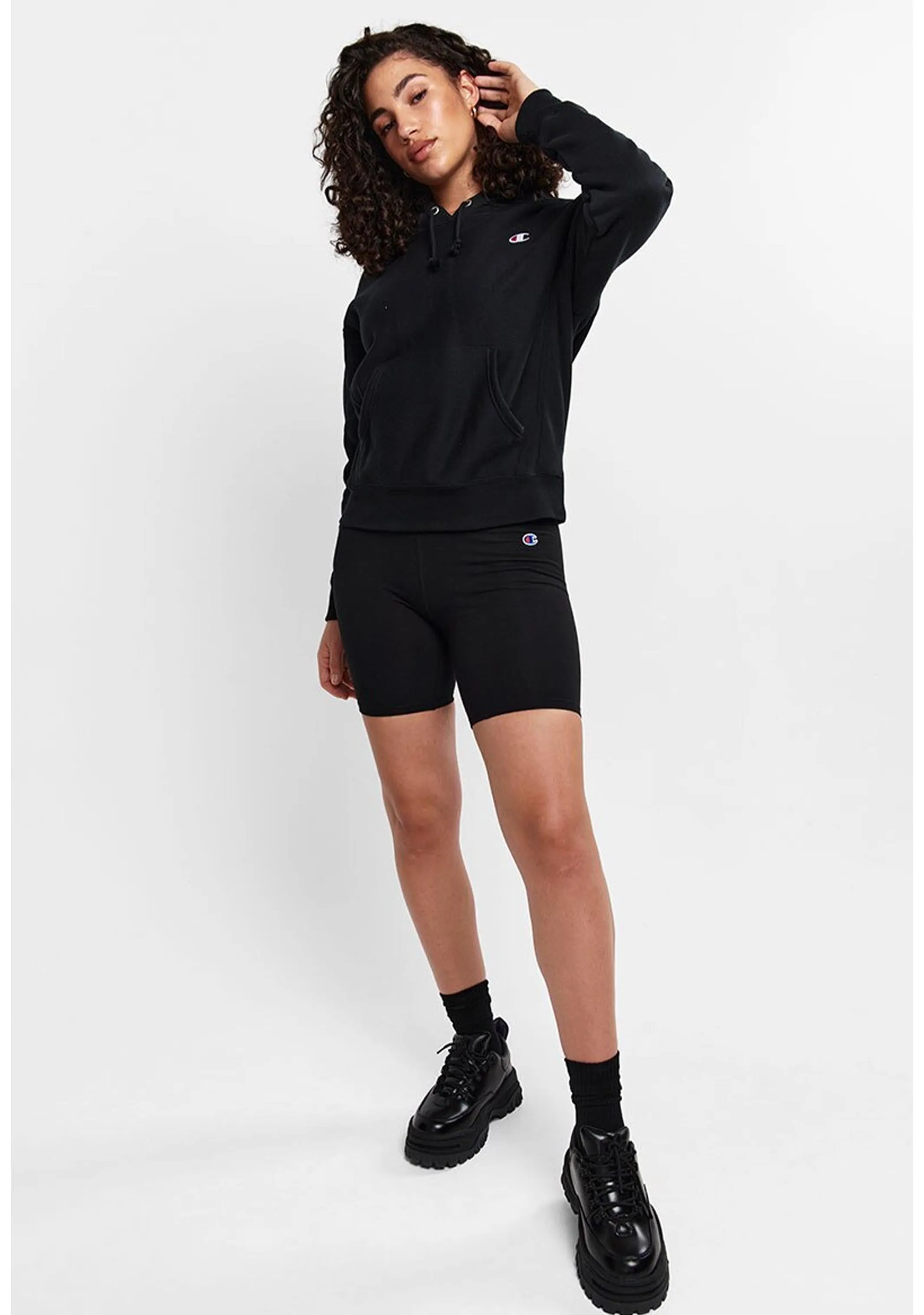 Champion Women’s Reverse Weave C Logo Regular Fit Kapuzenpullover Schwarz
