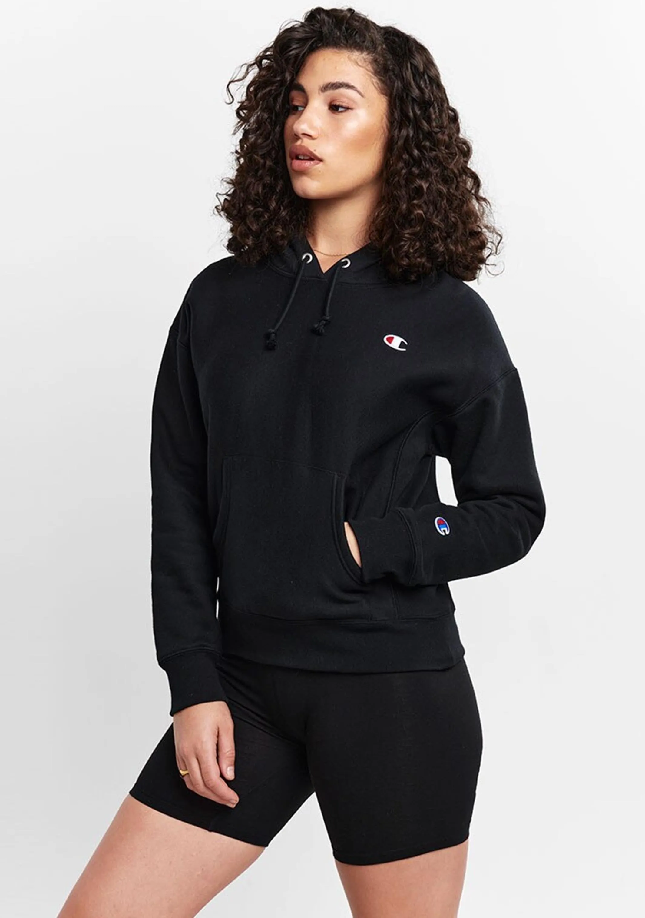 Champion Women’s Reverse Weave C Logo Regular Fit Kapuzenpullover Schwarz