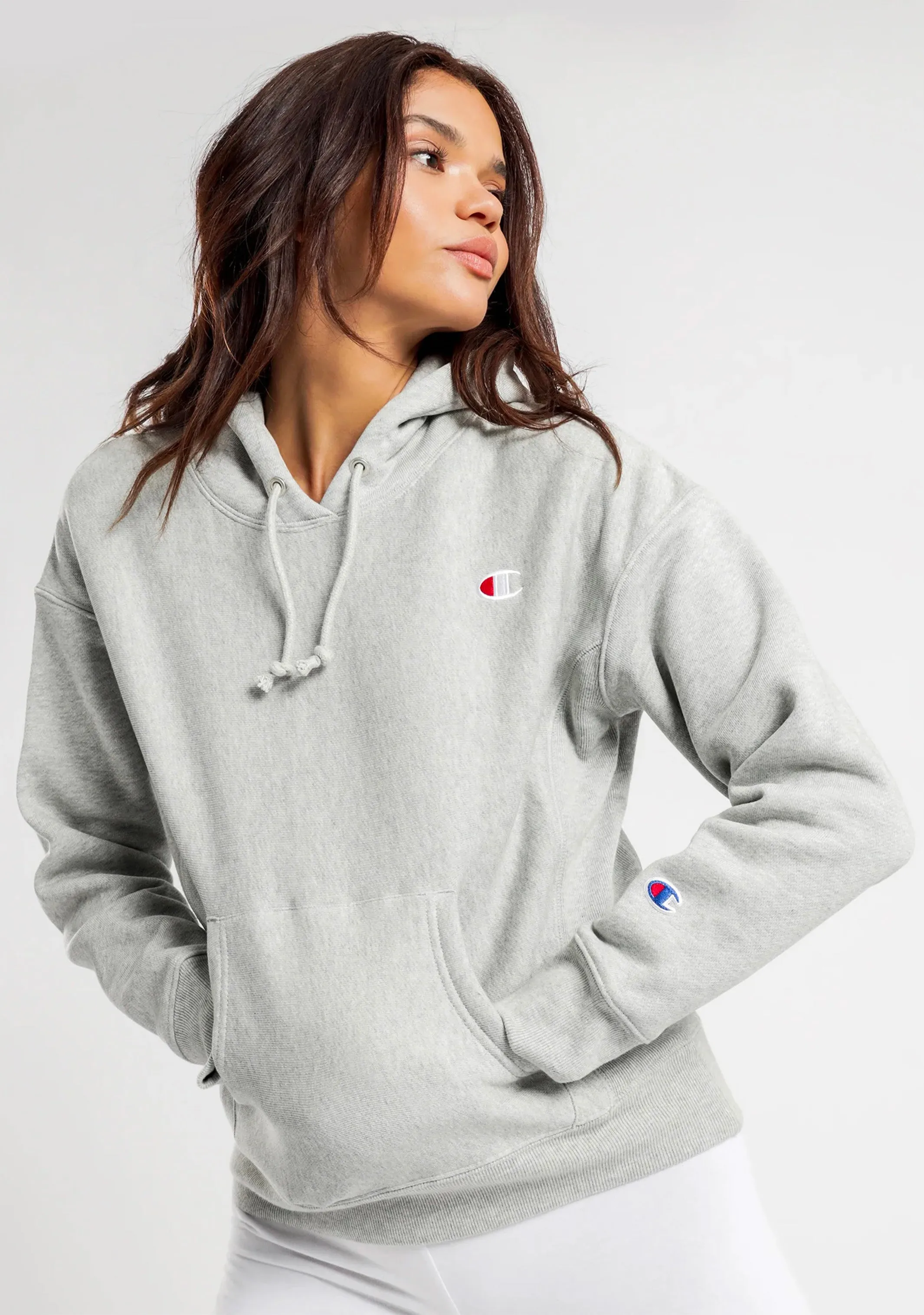 Champion Women’s Reverse Weave C Logo Regular Fit Hoodie Grau