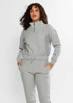 Champion Damen Reverse Weave Viertelreißverschluss Pullover Grau <br> CTKMN A3R