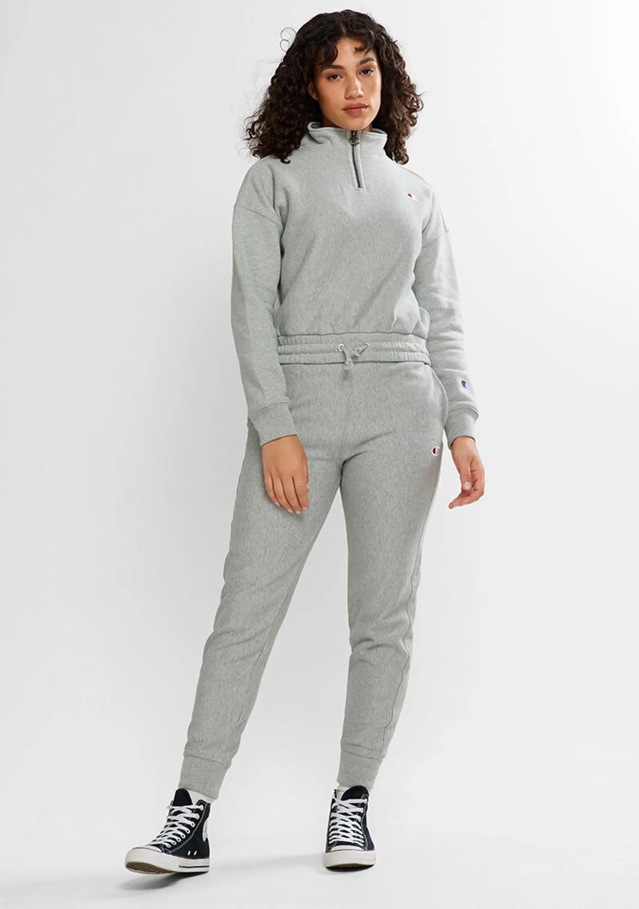 Champion Damen Reverse Weave Viertelreißverschluss Pullover Grau <br> CTKMN A3R