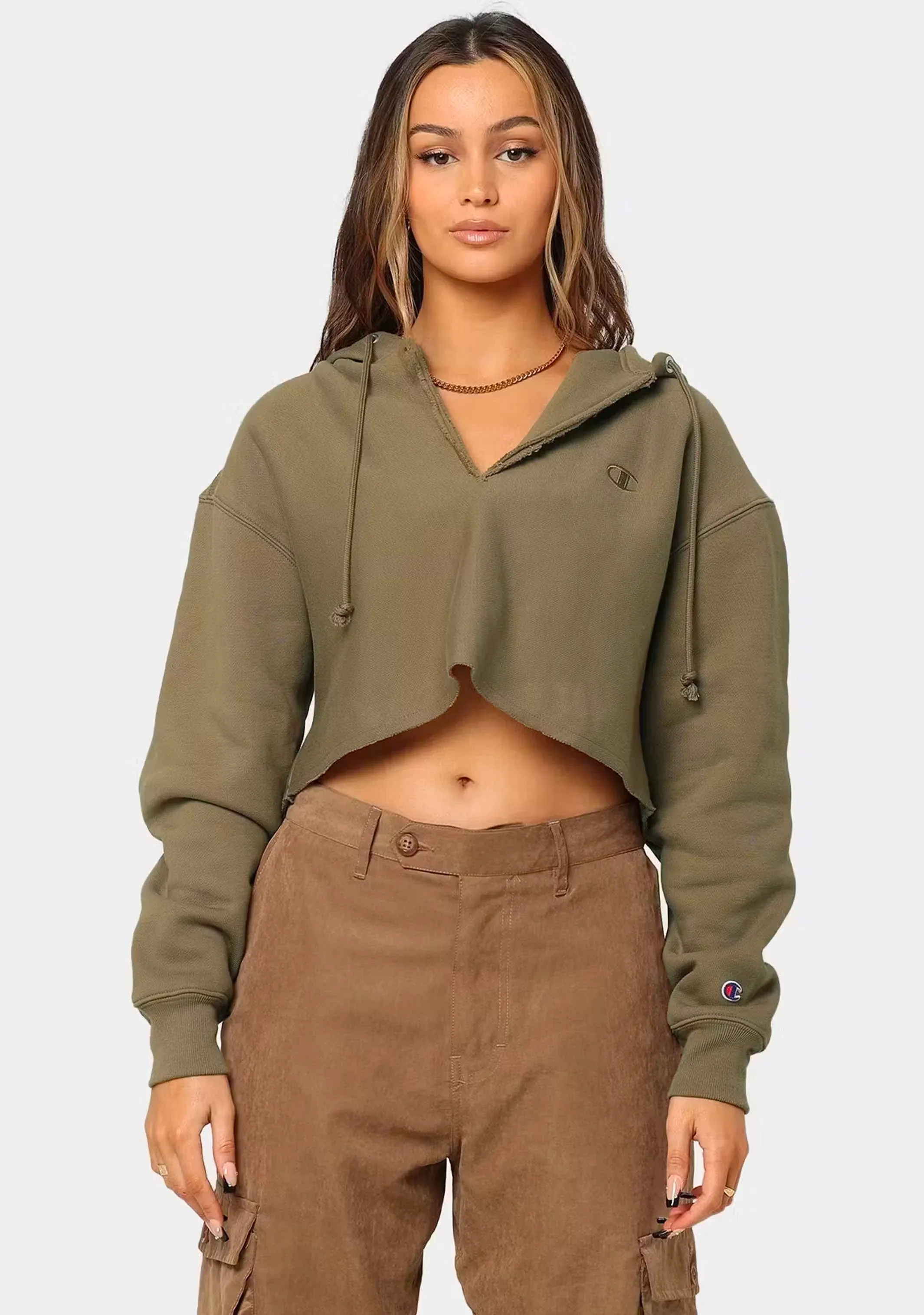 Champion Damen Reverse Weave Crop Hoodie mit Seitenschlitzen