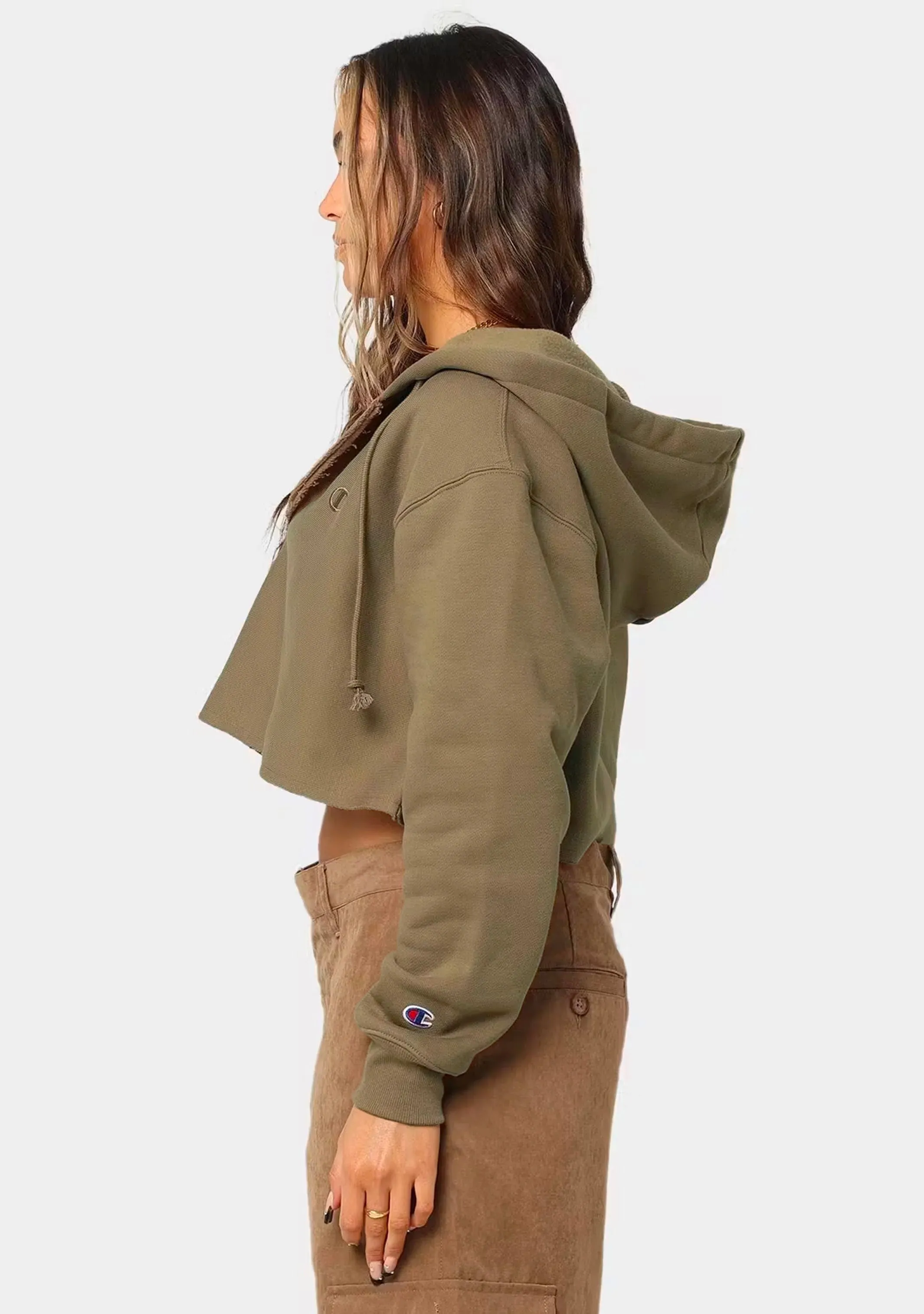Champion Damen Reverse Weave Crop Hoodie mit Seitenschlitzen