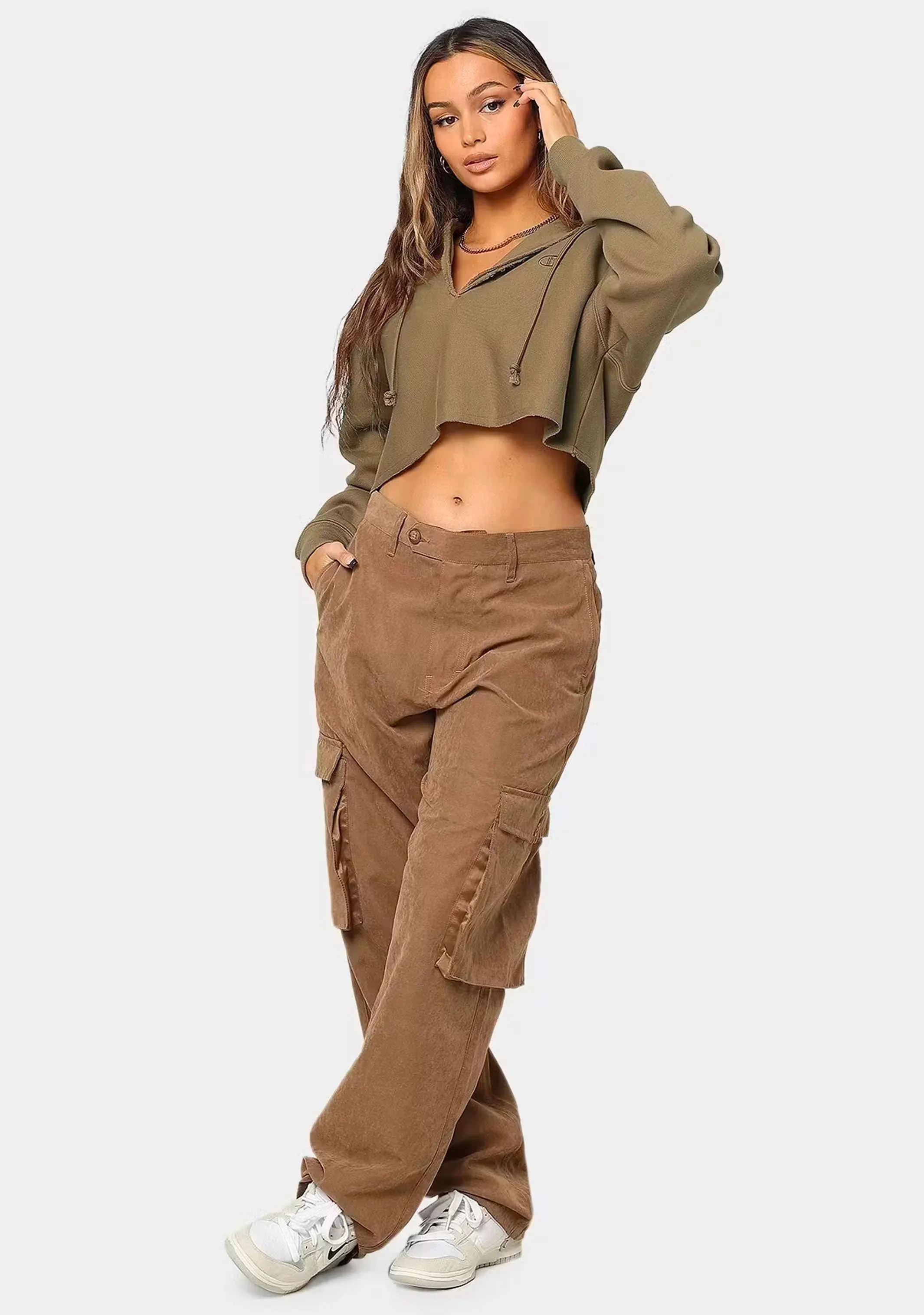 Champion Damen Reverse Weave Crop Hoodie mit Seitenschlitzen