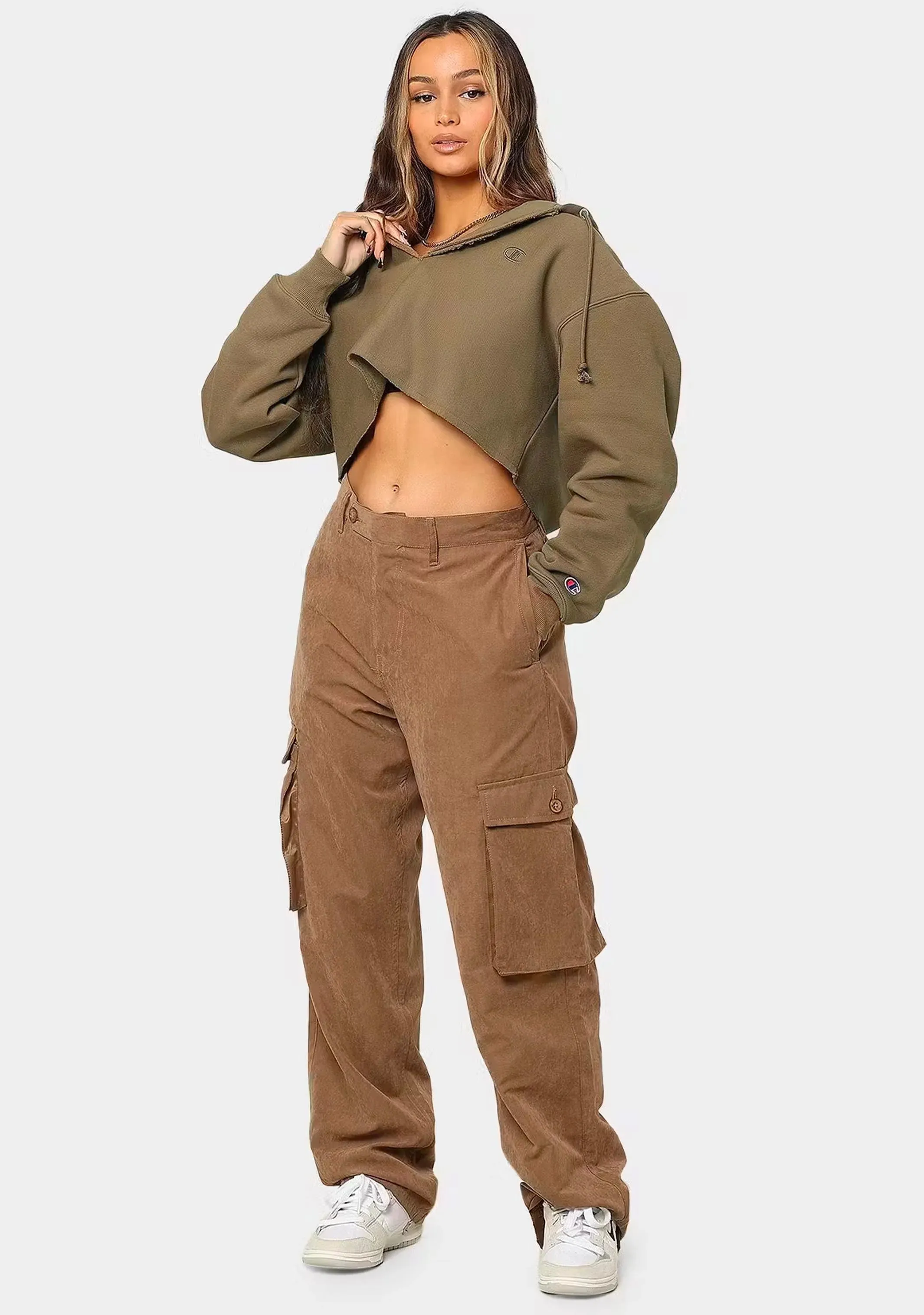 Champion Damen Reverse Weave Crop Hoodie mit Seitenschlitzen