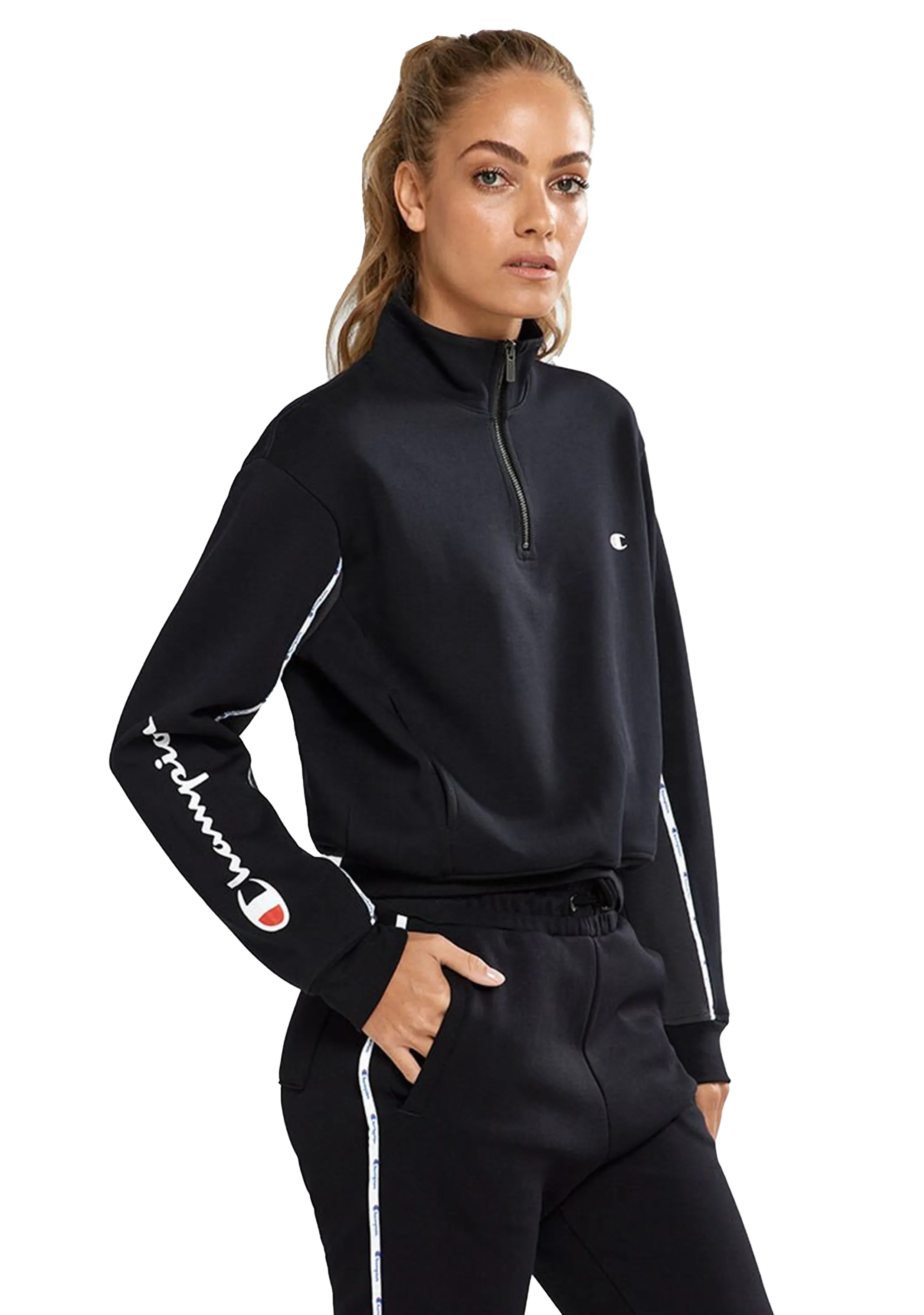 Champion Damen Rochester Viertelzip-Pullover <br> CTMTN Schwarz