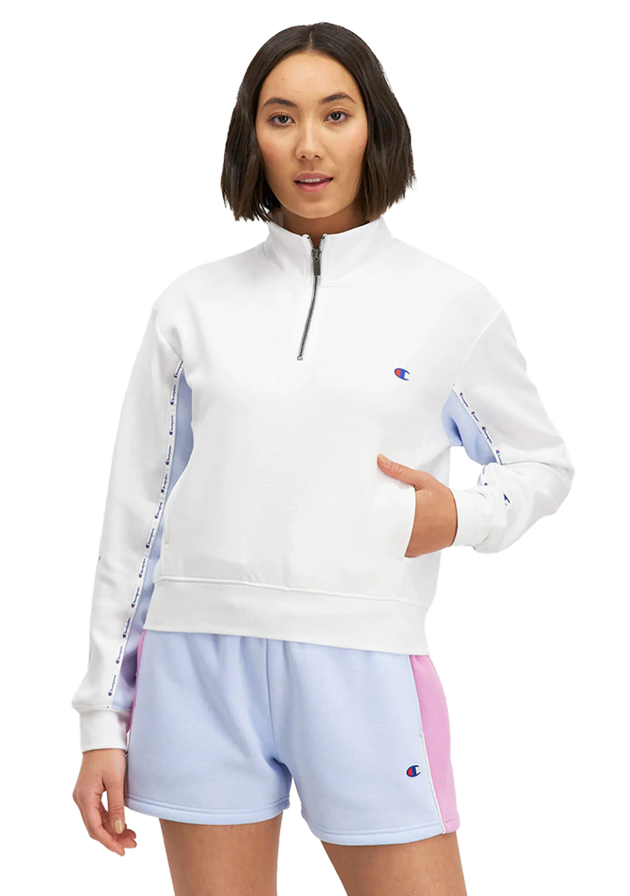 Champion Damen Rochester Viertelzip Pullover <br> CTMTN WEIß