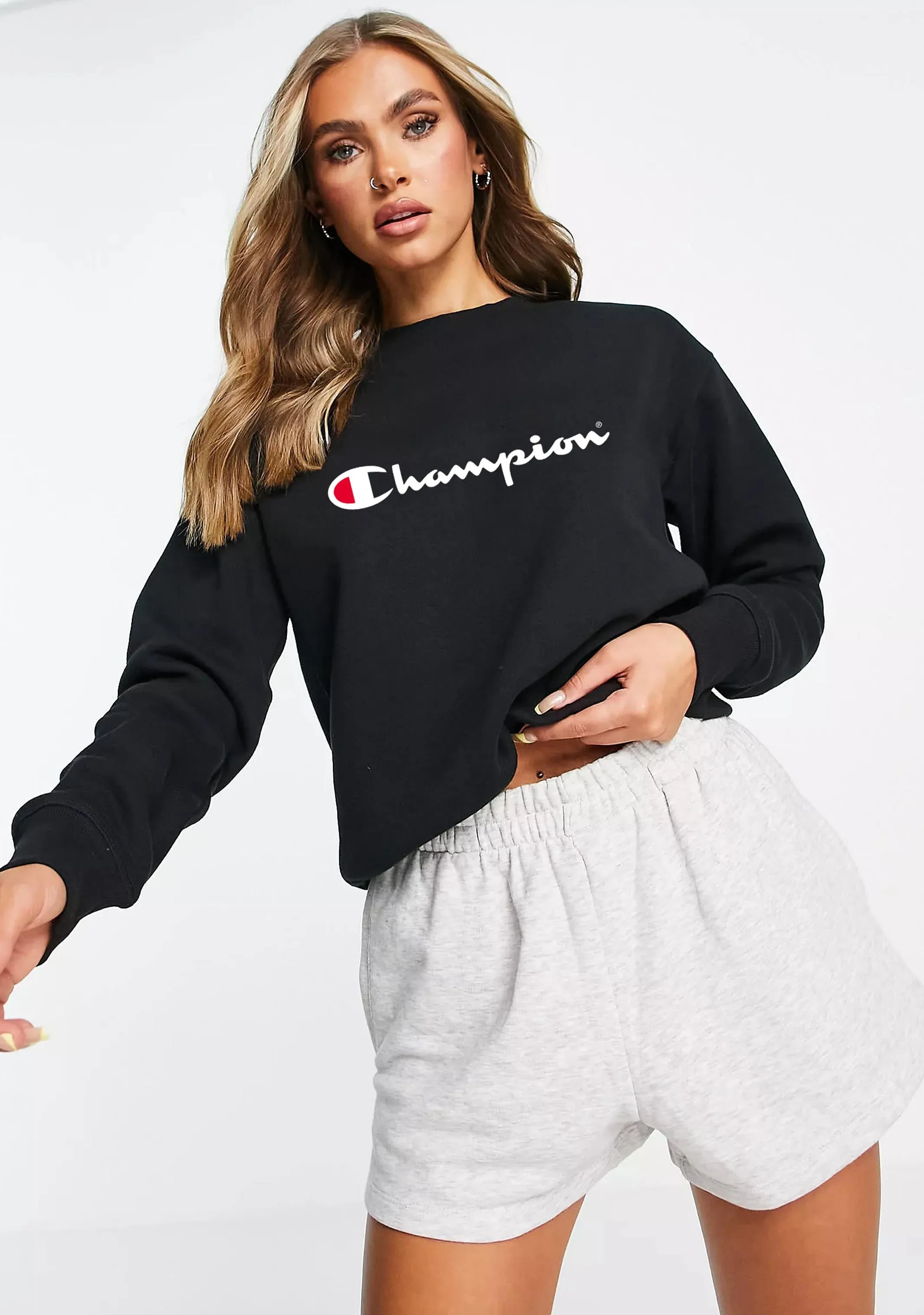 Champion Women’s Script Crew Schwarz