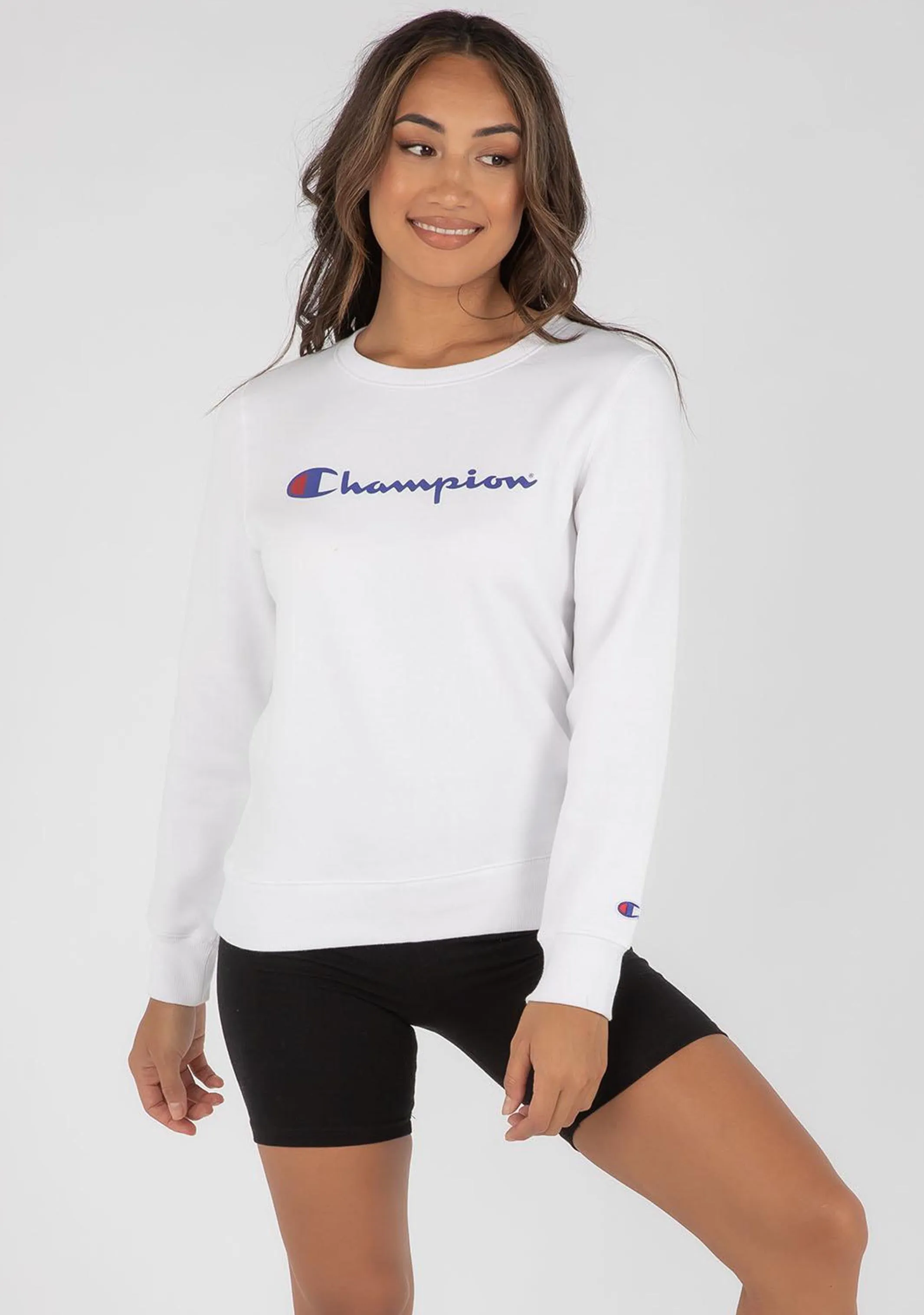 Champion Damen Script Crew Weiß