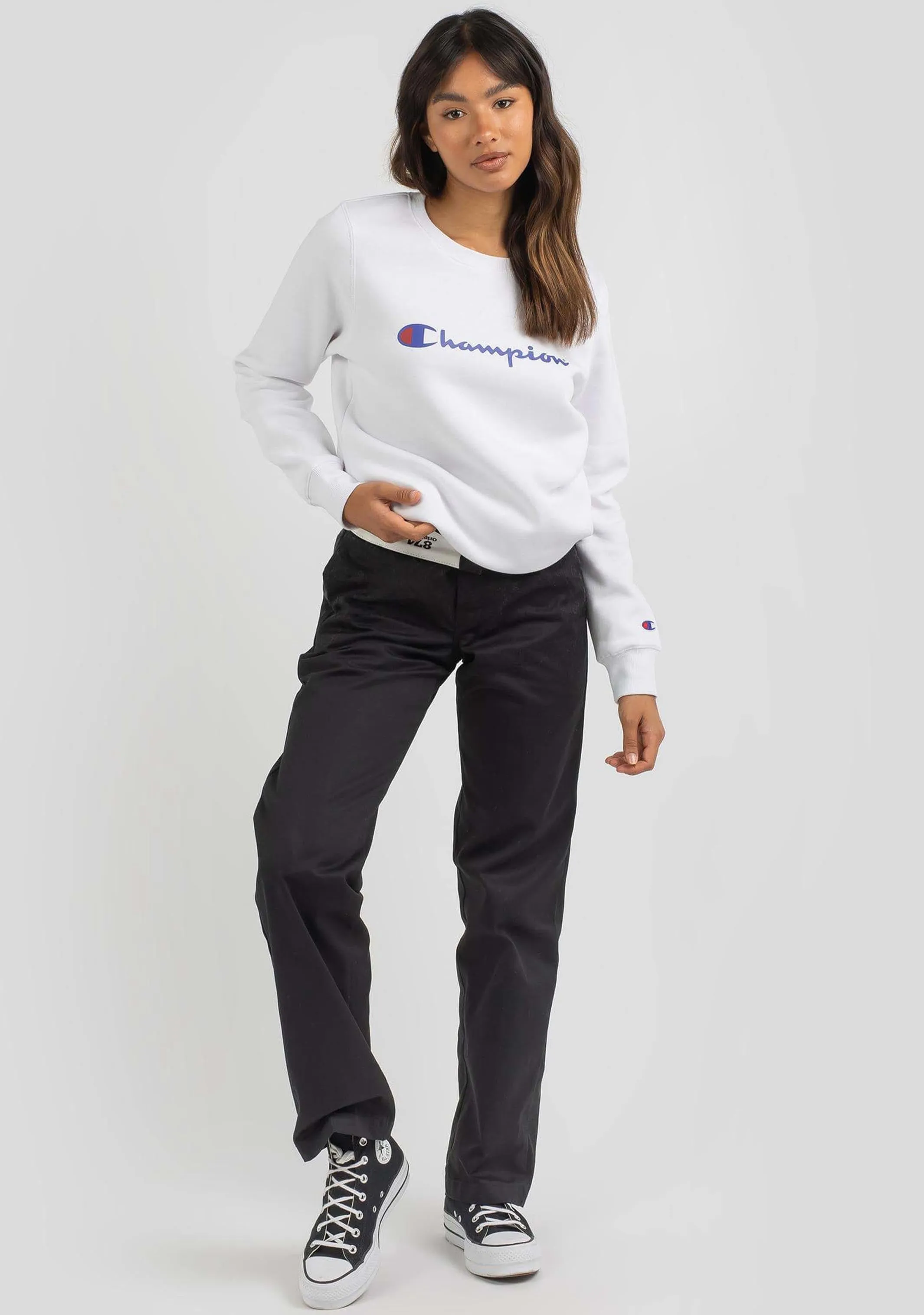 Champion Damen Script Crew Weiß