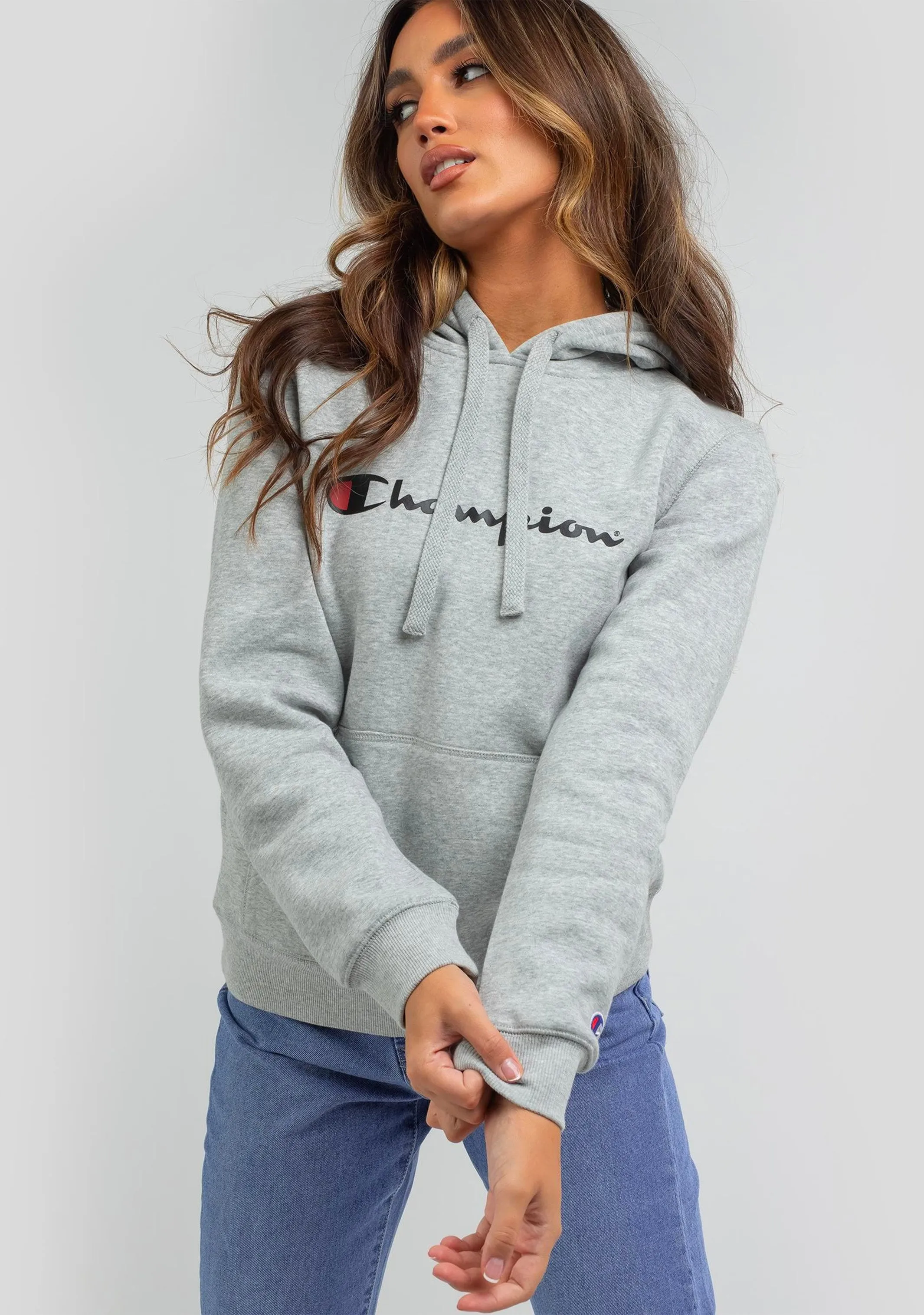 Champion Damen Script Hoodie Oxford Heather