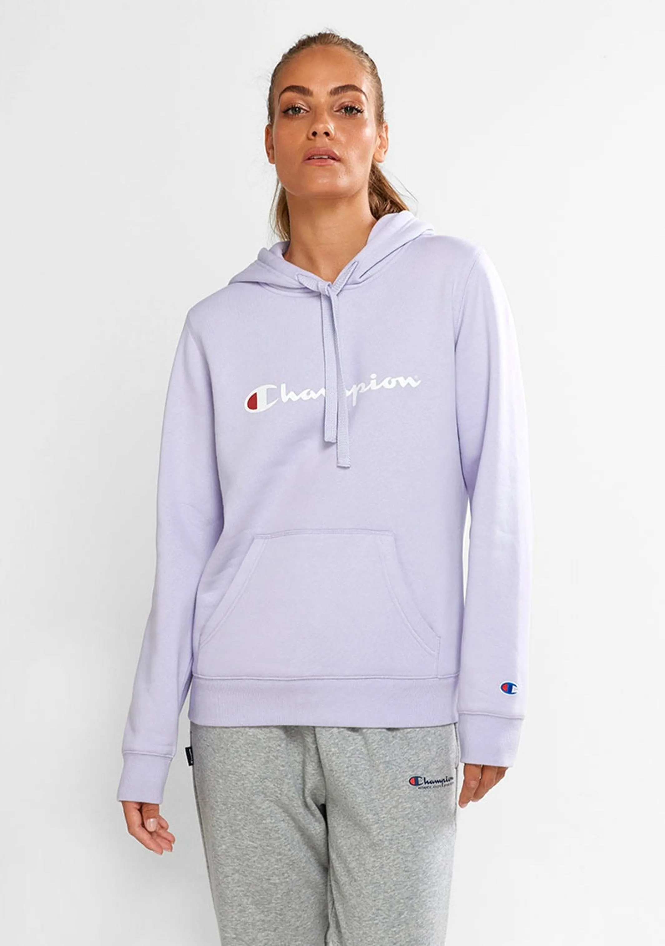Champion Damen Script Logo Hoodie Lila