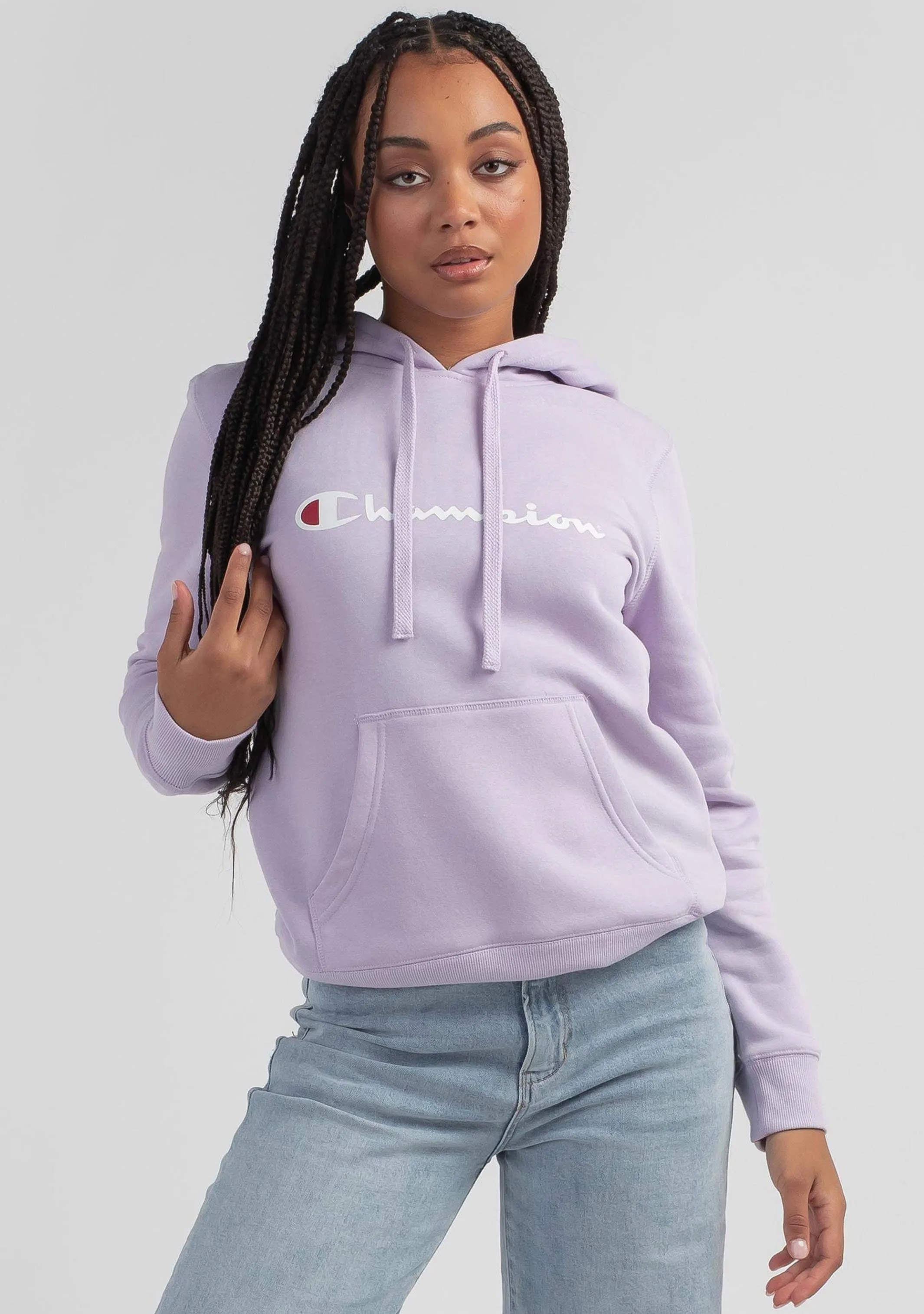 Champion Damen Script Logo Hoodie Lila