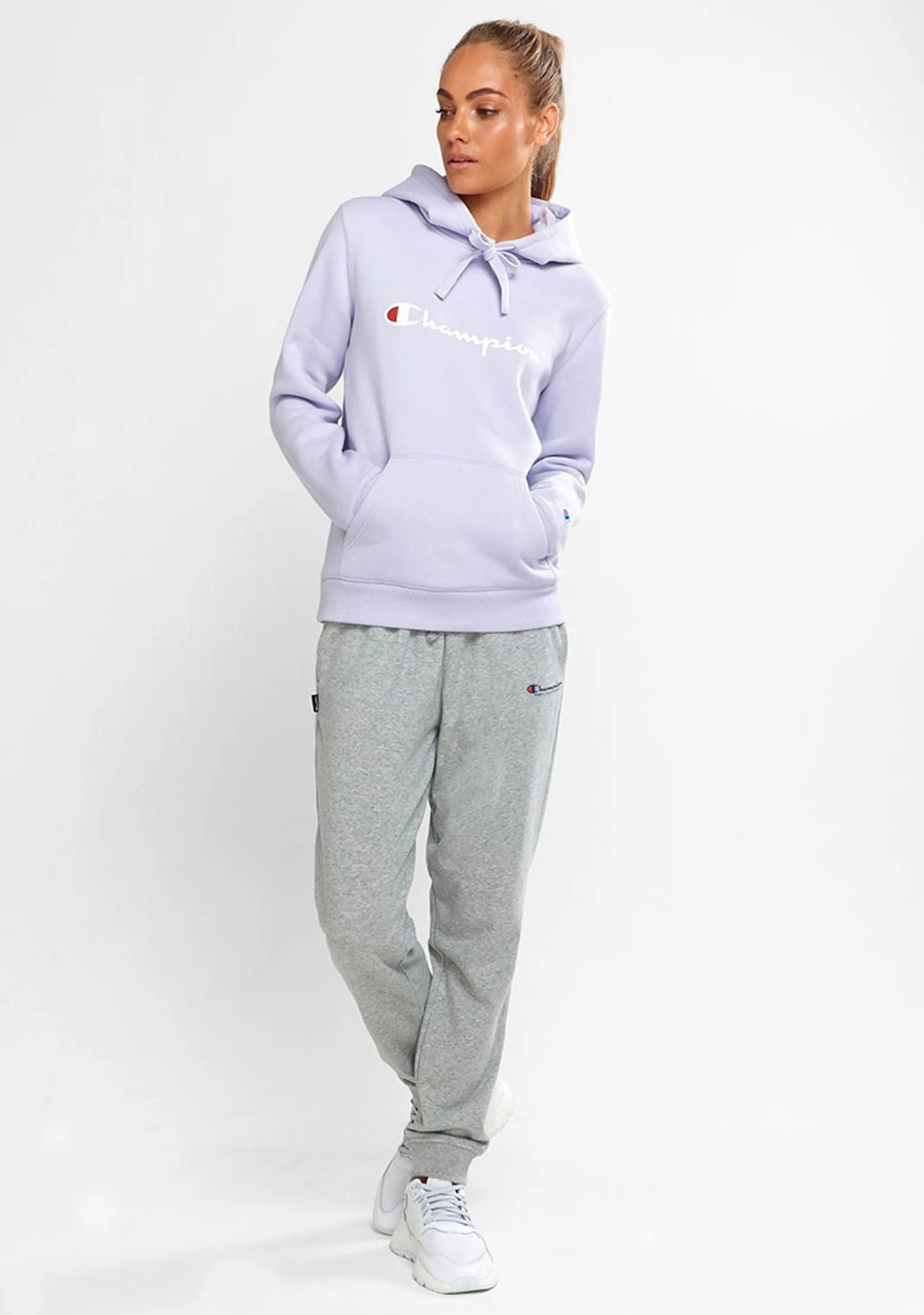 Champion Damen Script Logo Hoodie Lila