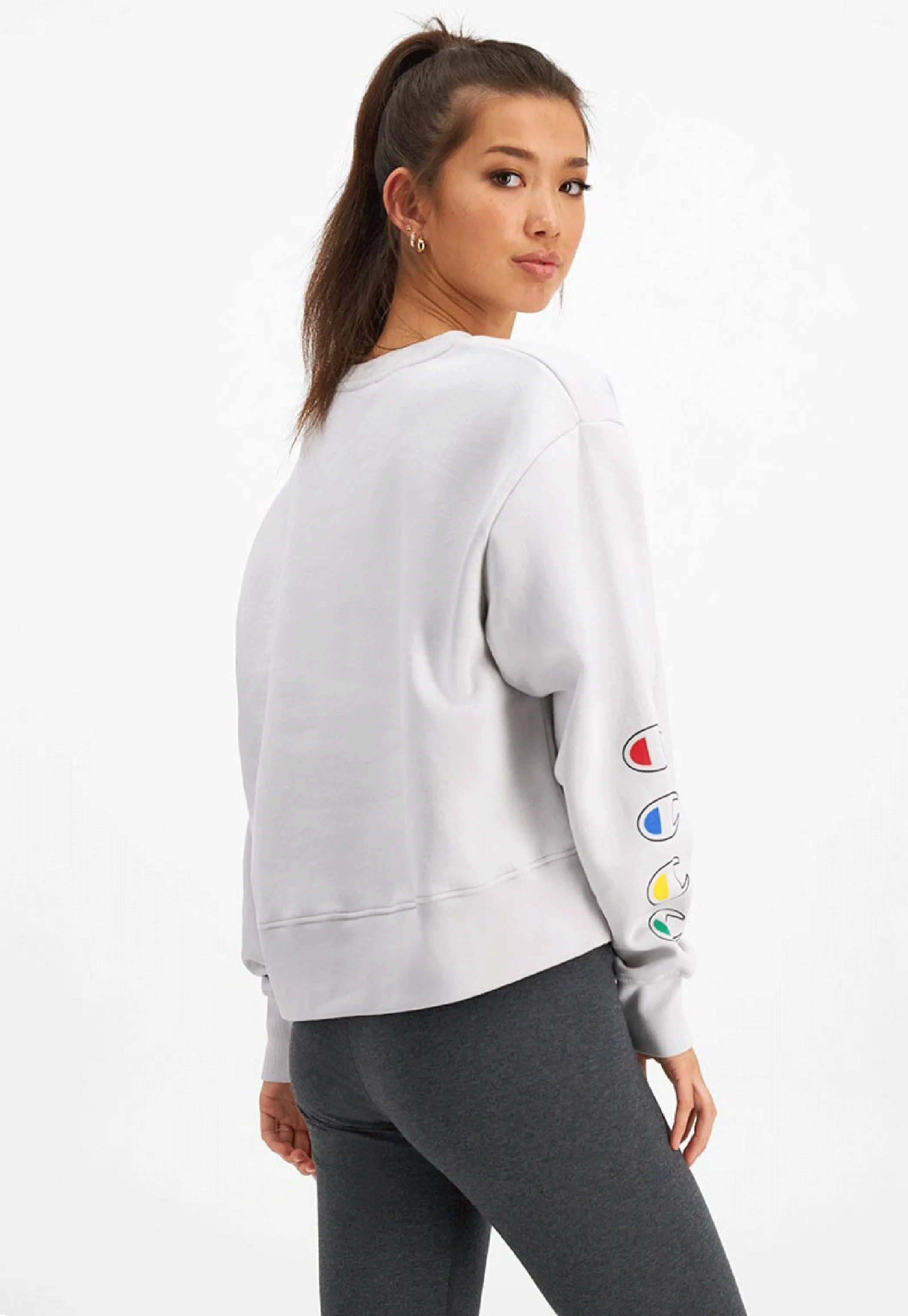 Champion Damen Sportliches Grafik Crop Hoodie <BR> CRLFN 0CH