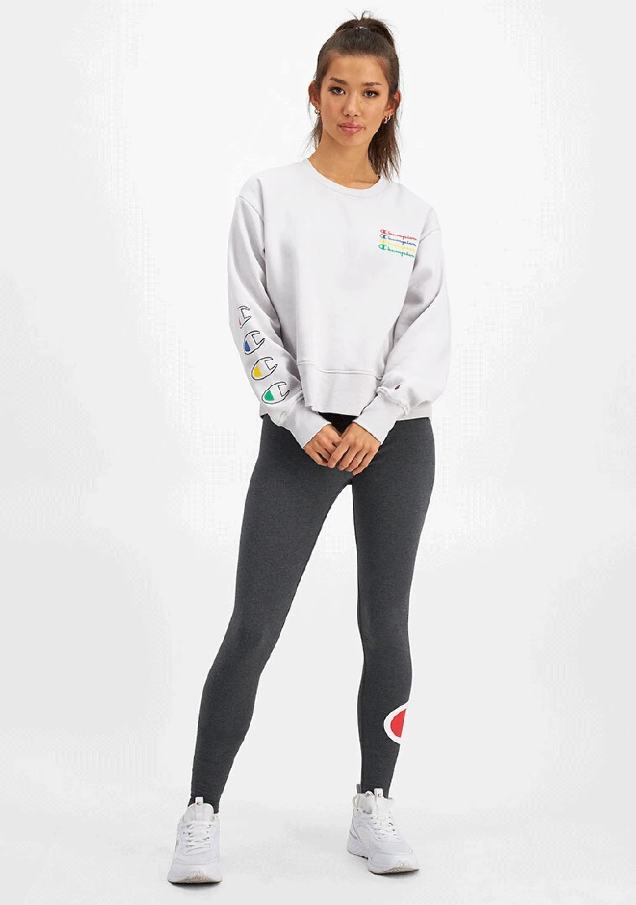 Champion Damen Sportliches Grafik Crop Hoodie <BR> CRLFN 0CH