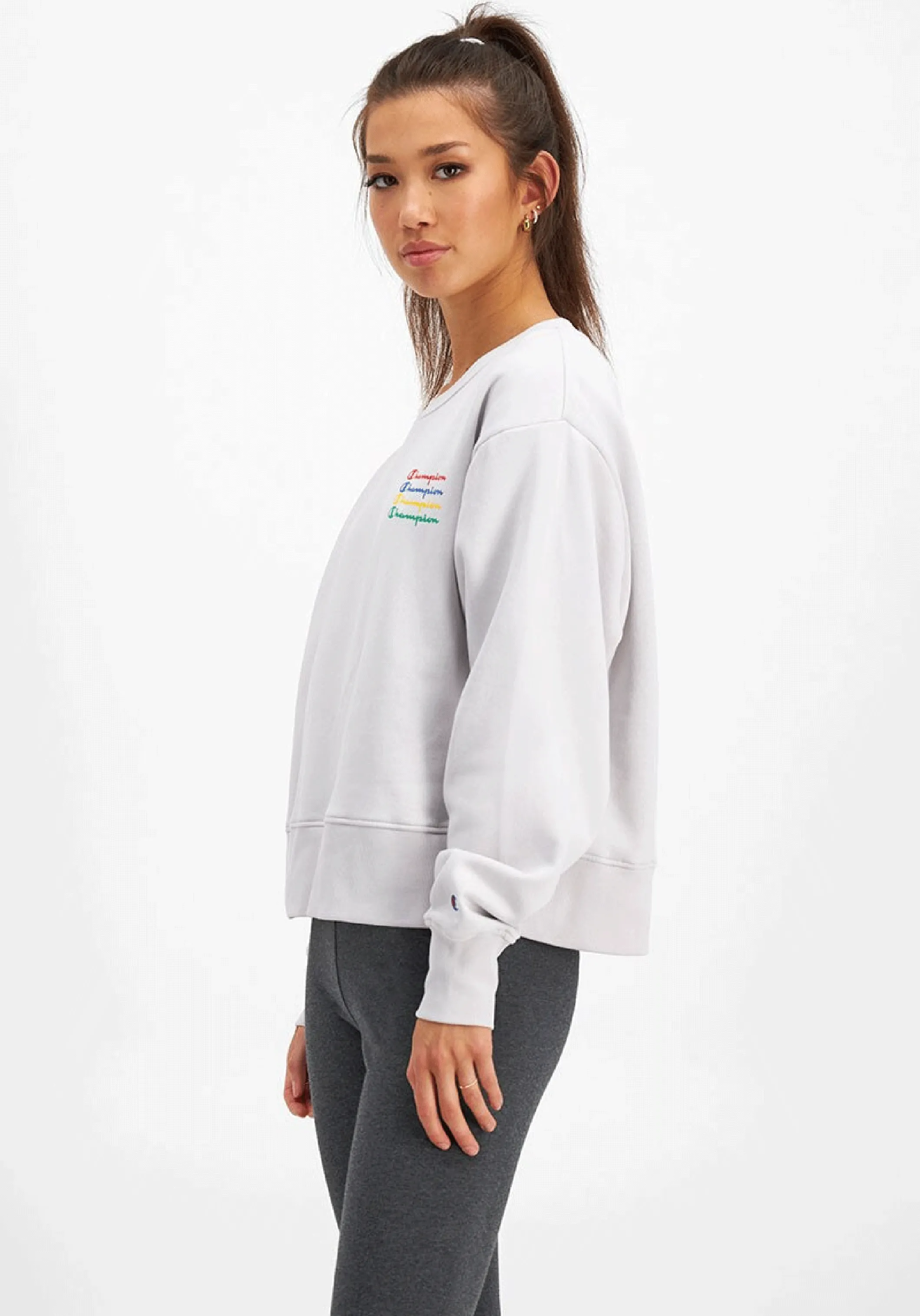 Champion Damen Sportliches Grafik Crop Hoodie <BR> CRLFN 0CH