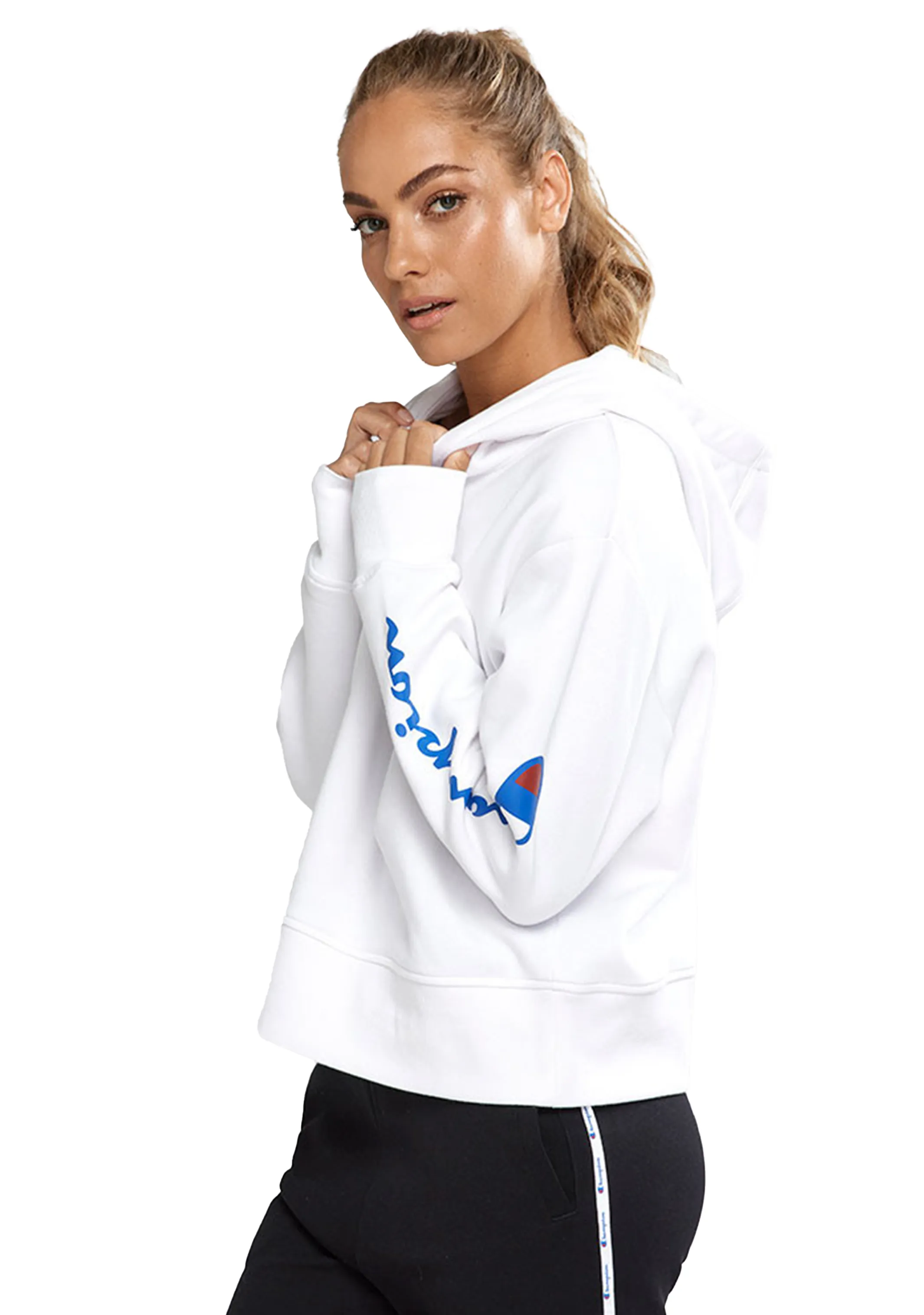 Champion Damen Sportliches Grafik Hoodie Weiß <br> CTMWN 7MY