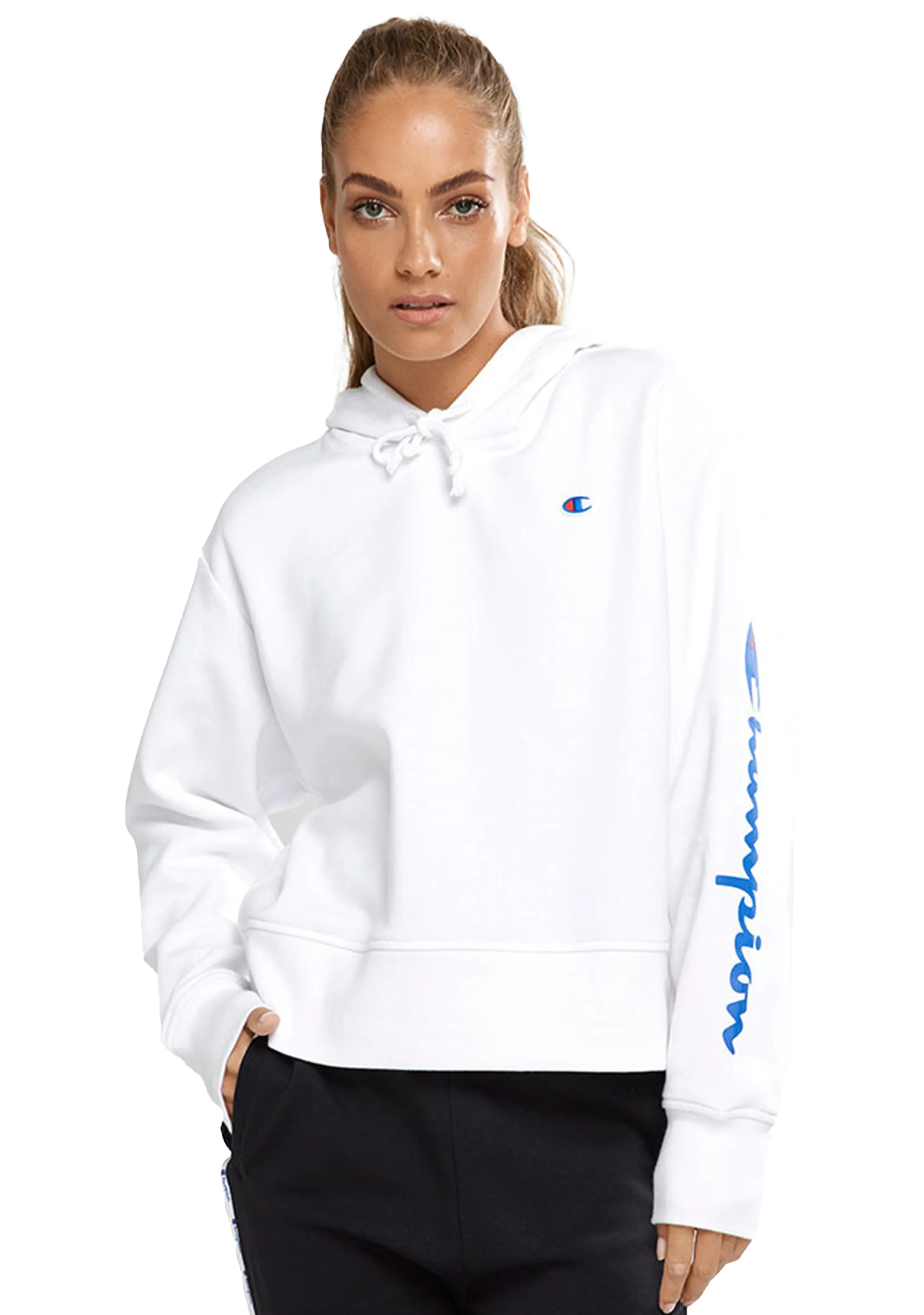 Champion Damen Sportliches Grafik Hoodie Weiß <br> CTMWN 7MY