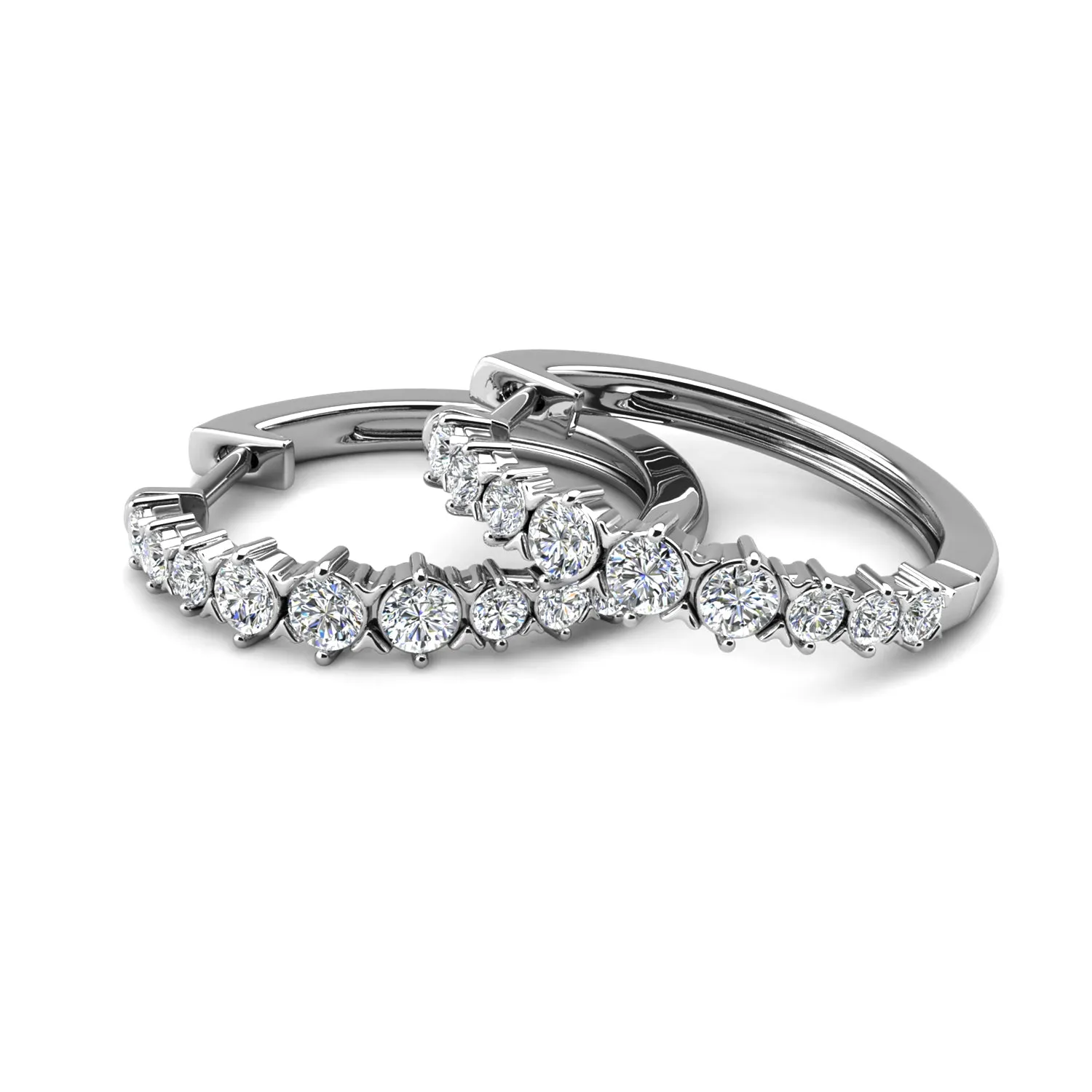 Claire 18k Weißgold plattierte 20mm Creolen mit Swarovski Kristallen
