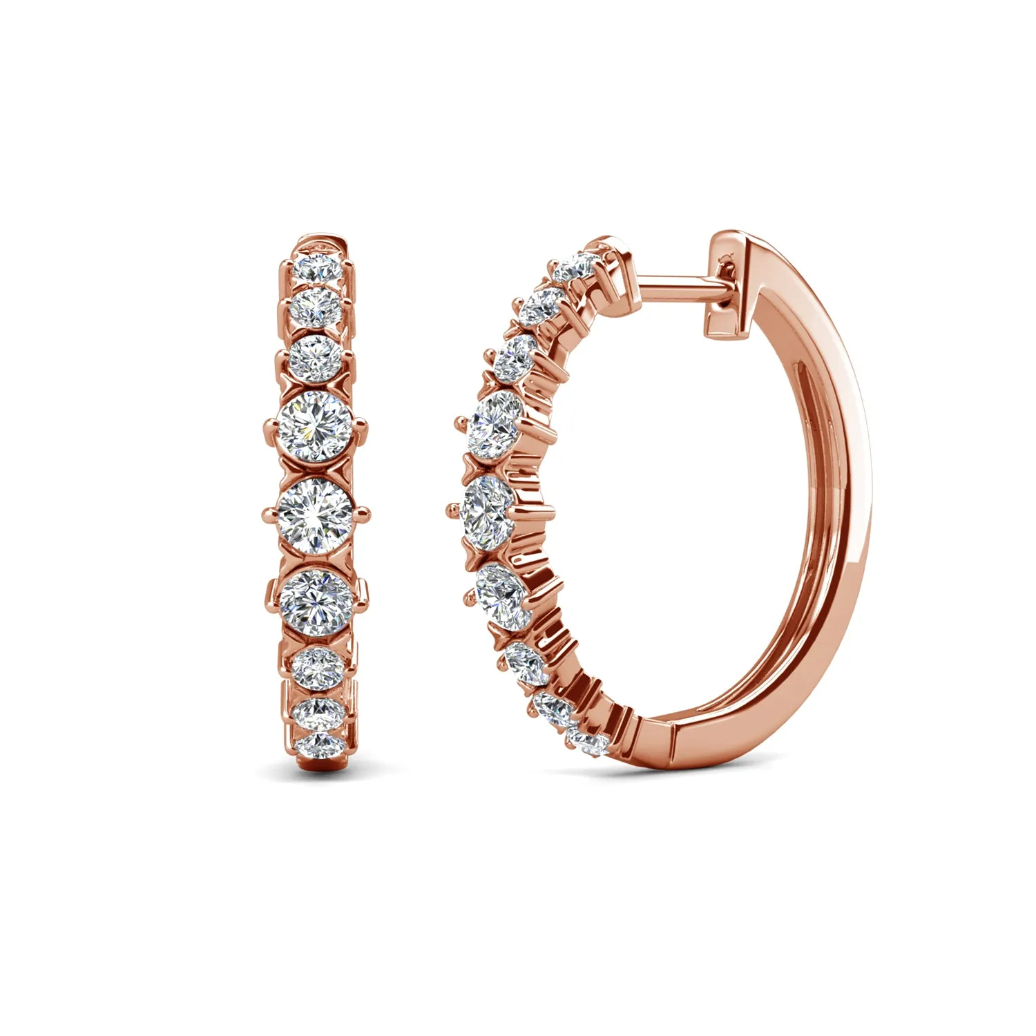 Claire 18k Weißgold plattierte 20mm Creolen mit Swarovski Kristallen