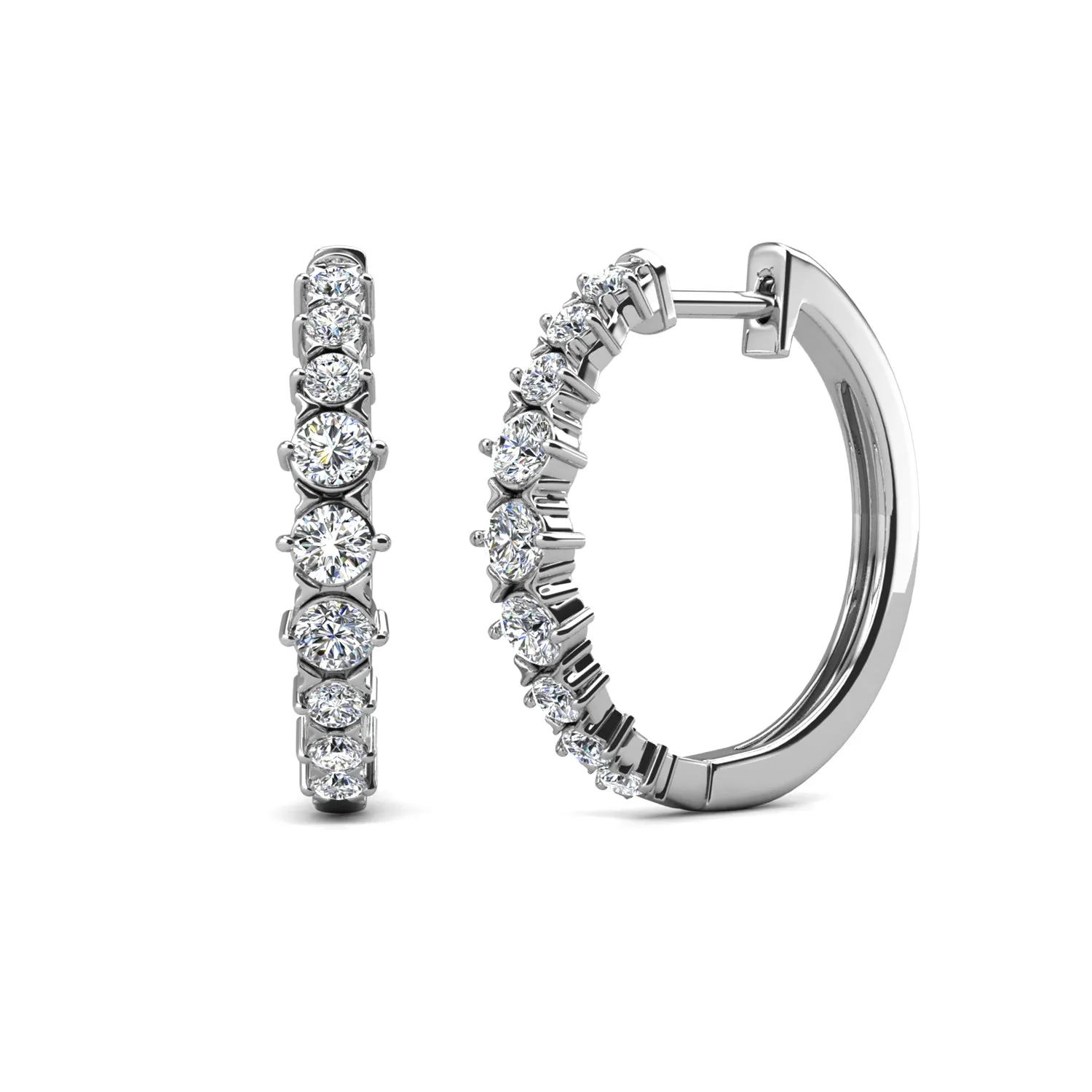 Claire 18k Weißgold plattierte 20mm Creolen mit Swarovski Kristallen