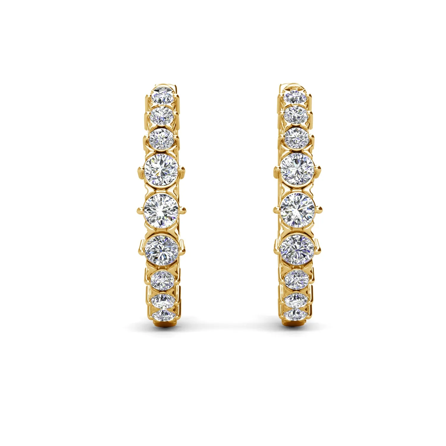 Claire 18k Weißgold plattierte 20mm Creolen mit Swarovski Kristallen