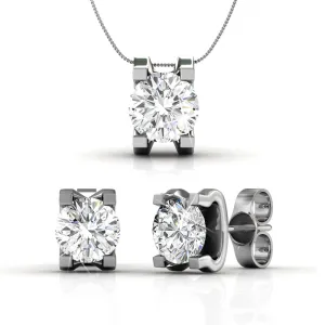 Clara 18k Weißgold plattiertes Collier und Ohrringe Schmuckset mit Solitär runder Swarovski Kristall — Endgültiger Verkauf