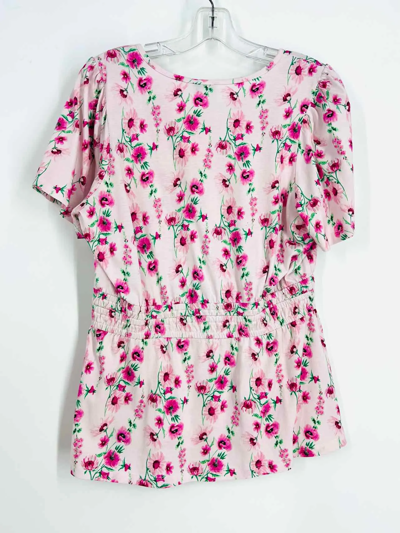 Crown & Ivy Größe L Rosa/Grün Blumen Top-Kurzarm