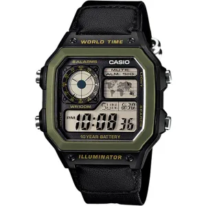 Digitale Herrenuhren Casio Youth Serie AE1200WHB-1B Weltzeit